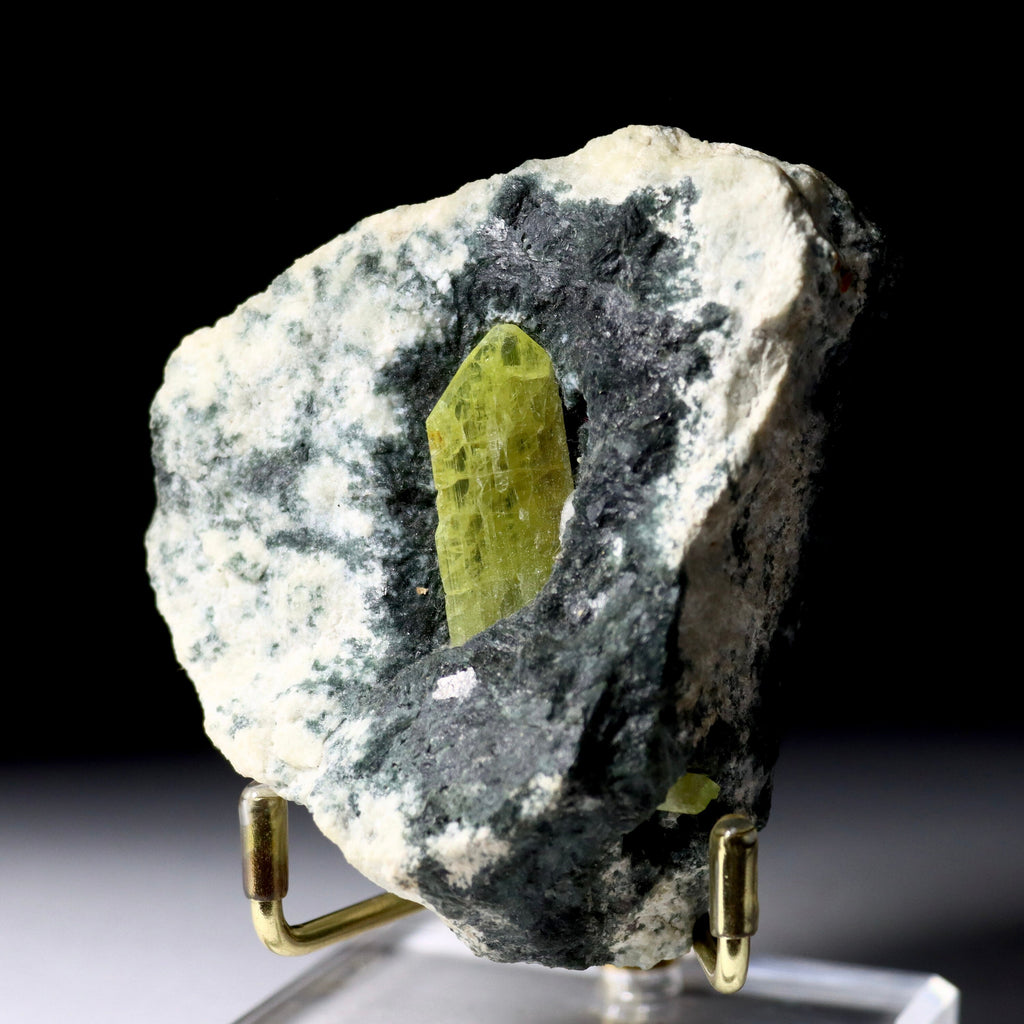 Rare Natural Chrysoberyl Crystal in Diopside Matrix | Sixling Twin Mineral Specimen from Tsitondroina, Madagascar