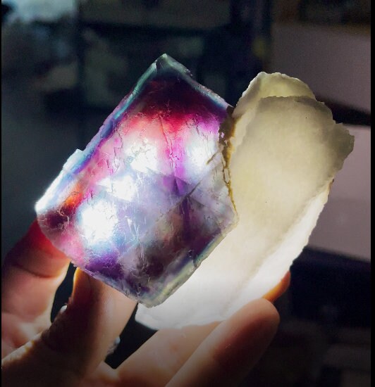 Octahedral Fluorite on Quartz | Natural Fluorite Crystal Fluorite Gemstone Raw Fluorite Chinese Fluorite Healing Crystal Mineral Specimen