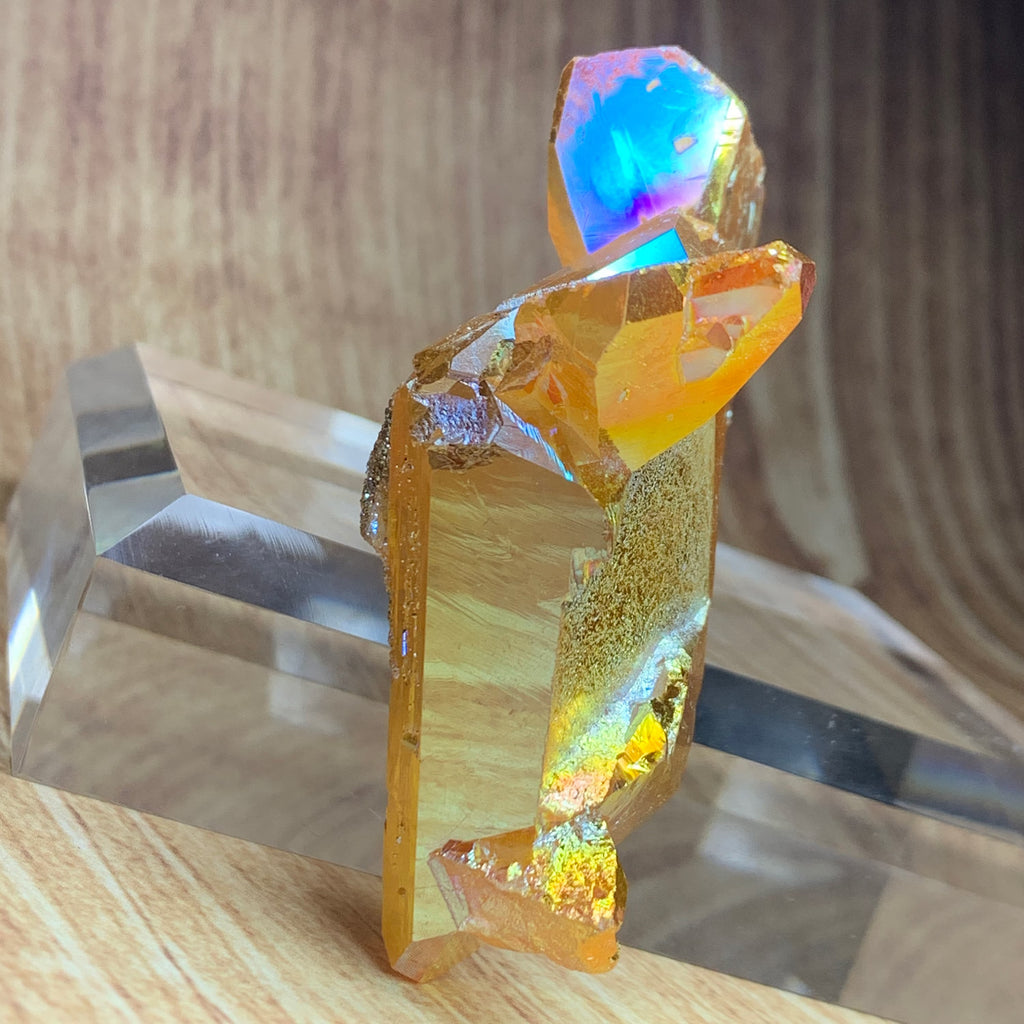 Sunset Aura Quartz Point | Titanium Aura Quartz Crystal Arkansas