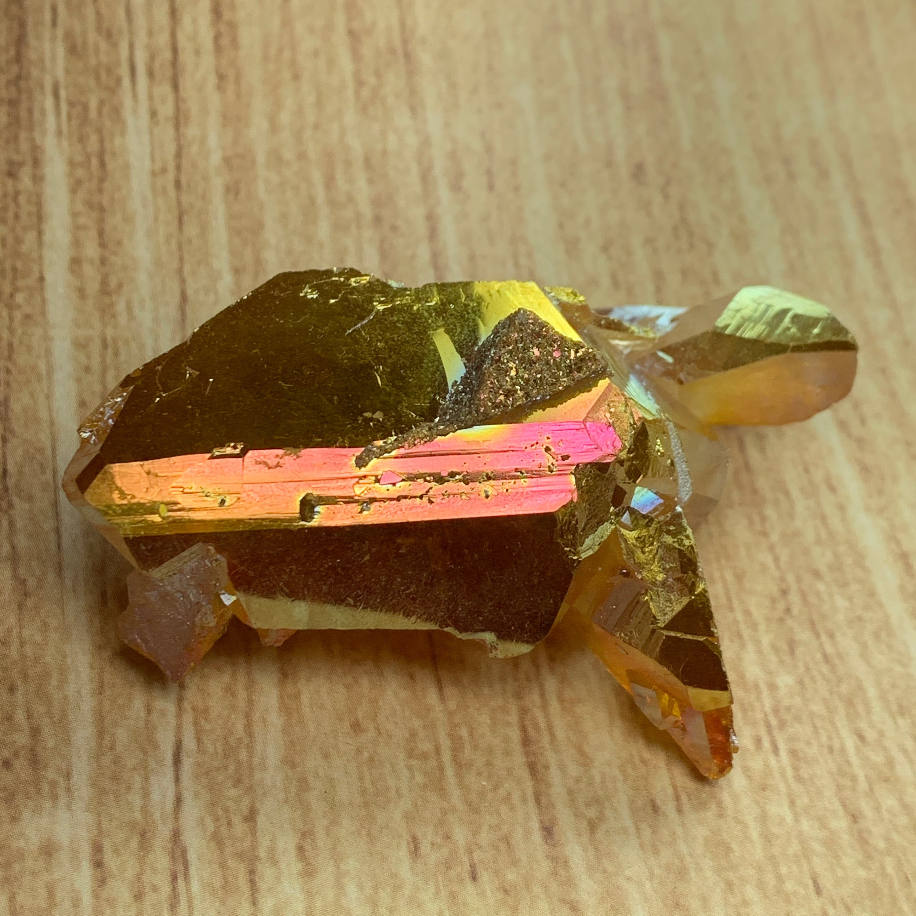 Sunset Aura Quartz Point | Titanium Aura Quartz Crystal Arkansas