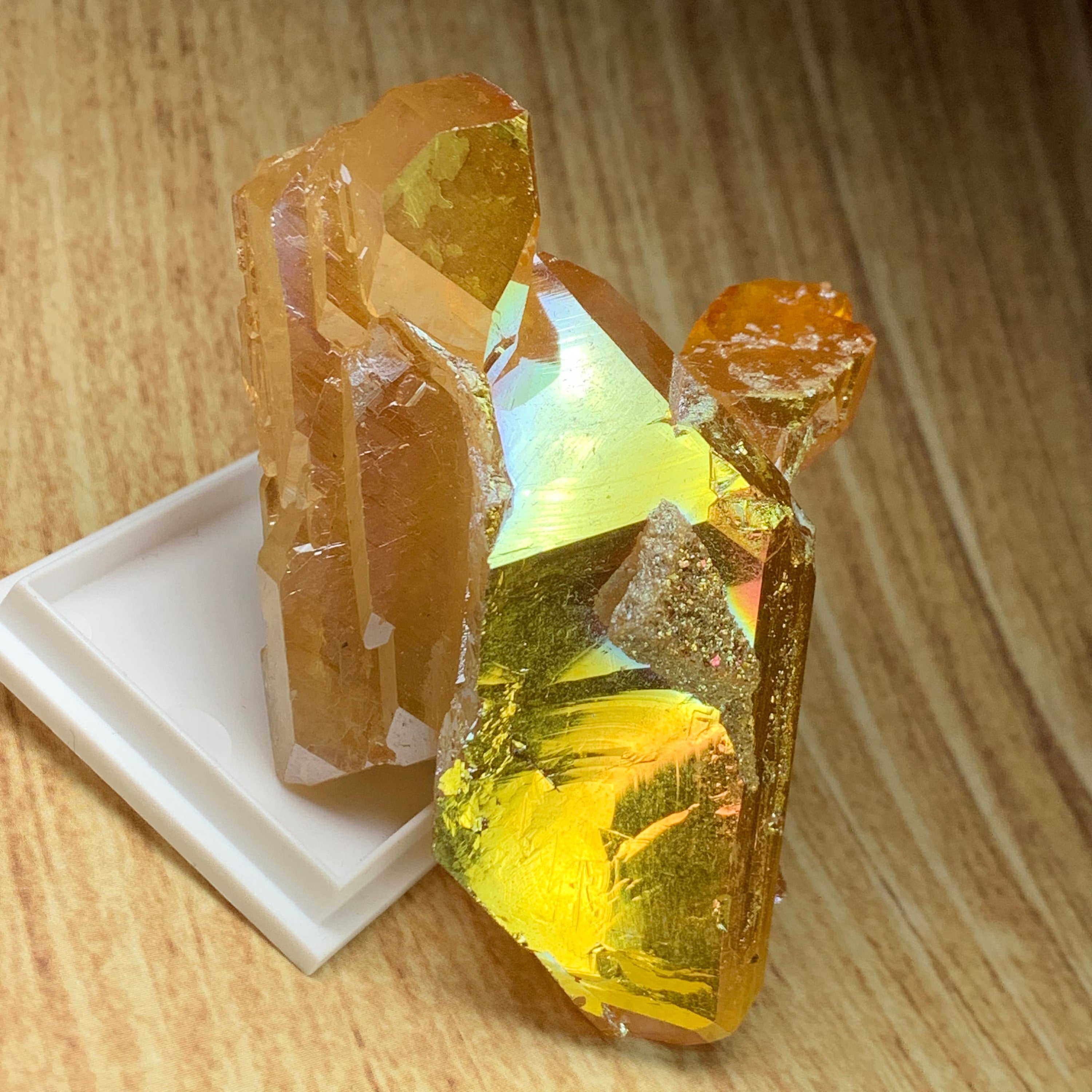 Sunset Aura Quartz Point | Titanium Aura Quartz Crystal Arkansas