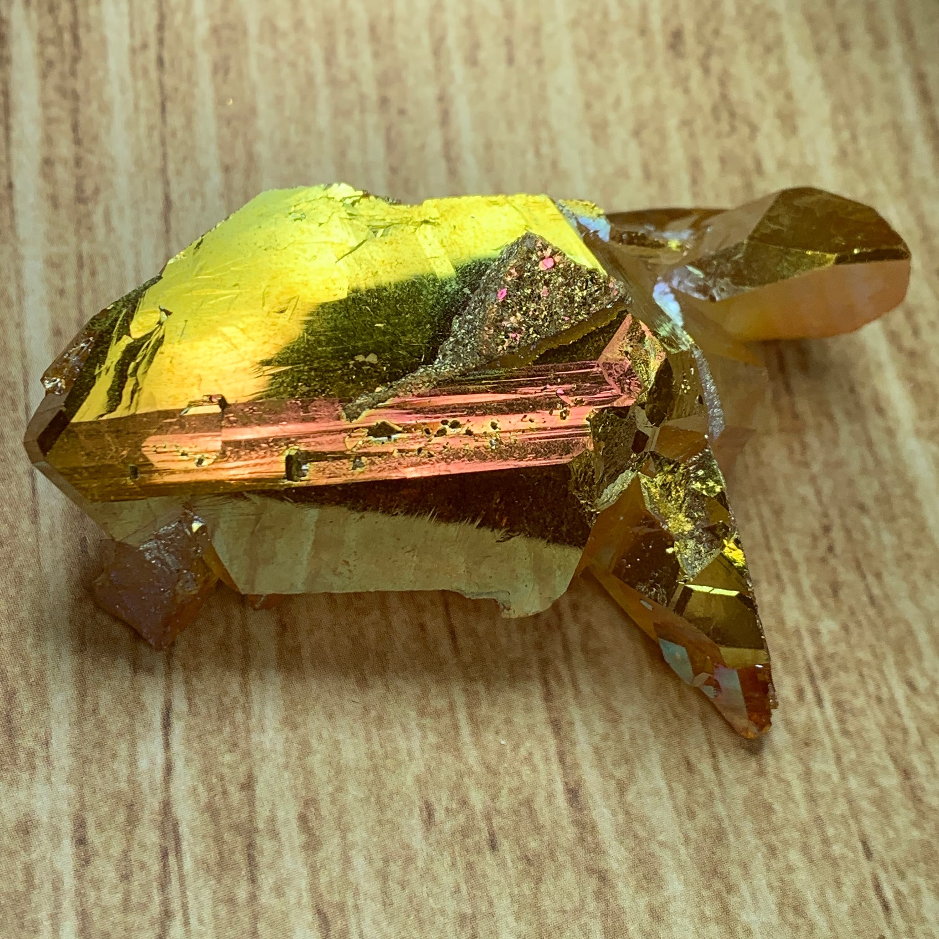 Sunset Aura Quartz Point | Titanium Aura Quartz Crystal Arkansas