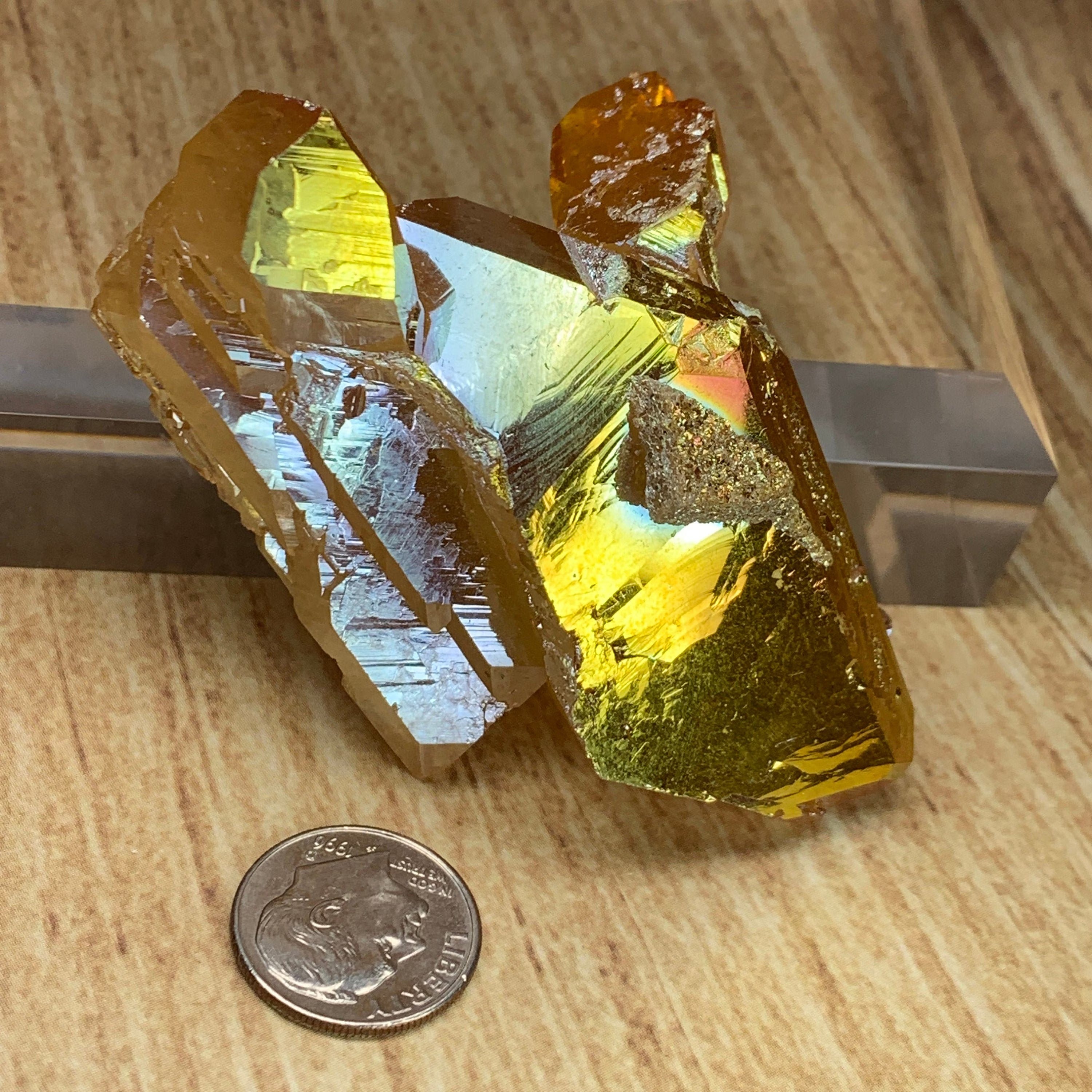 Sunset Aura Quartz Point | Titanium Aura Quartz Crystal Arkansas