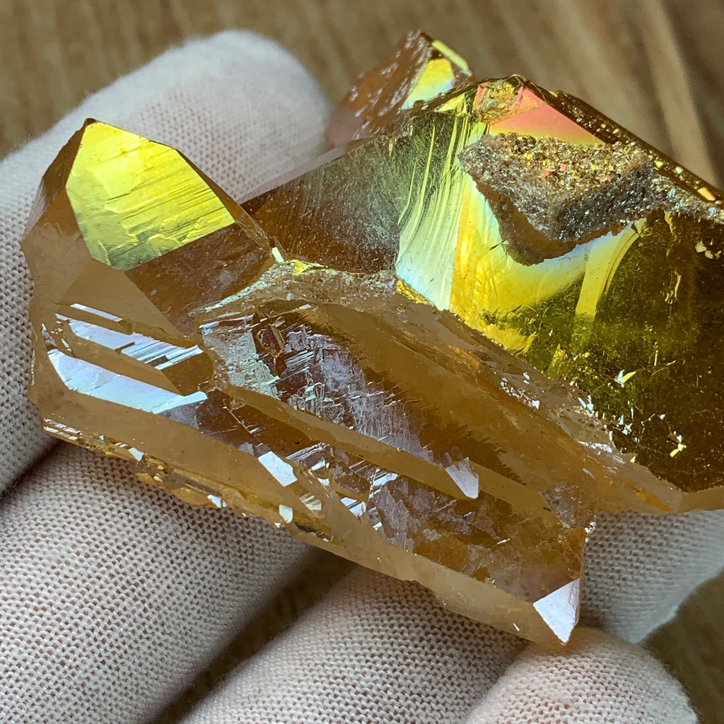 Sunset Aura Quartz Point | Titanium Aura Quartz Crystal Arkansas