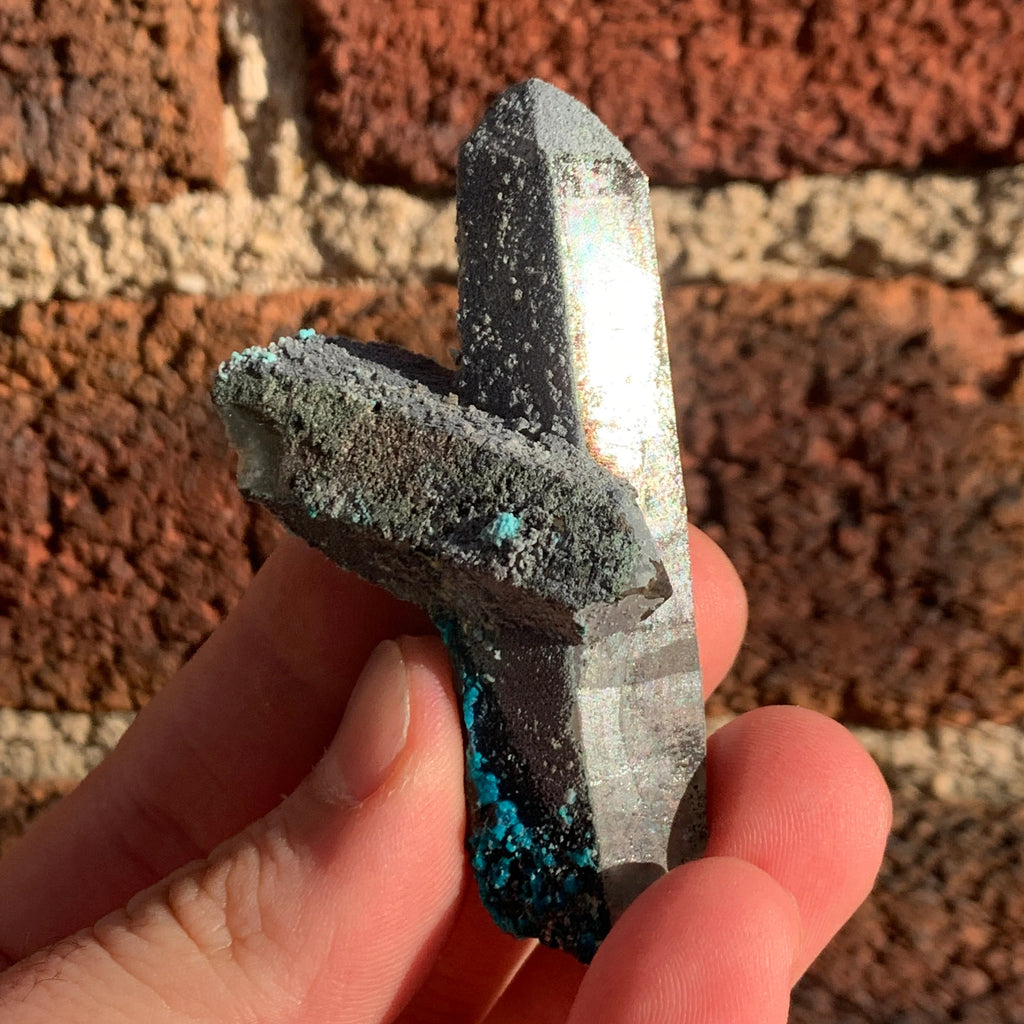 Chrysocolla on Quartz with Malachite | Tentadora Mine