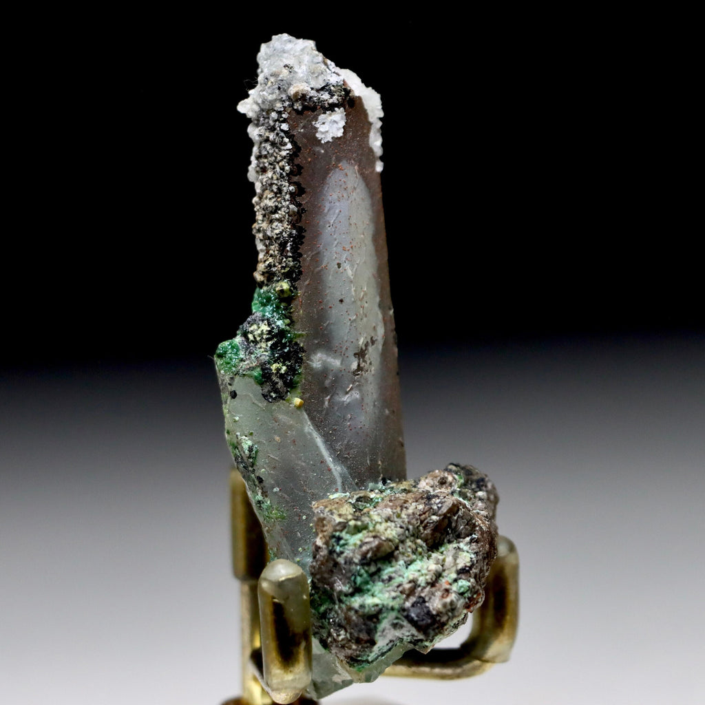 Chrysocolla on Quartz with Malachite & Calcite | Peru