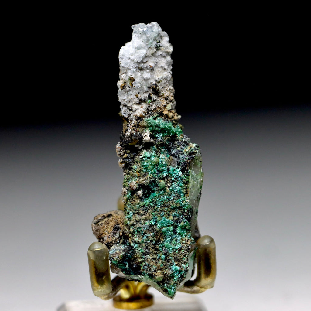 Chrysocolla on Quartz with Malachite & Calcite | Peru