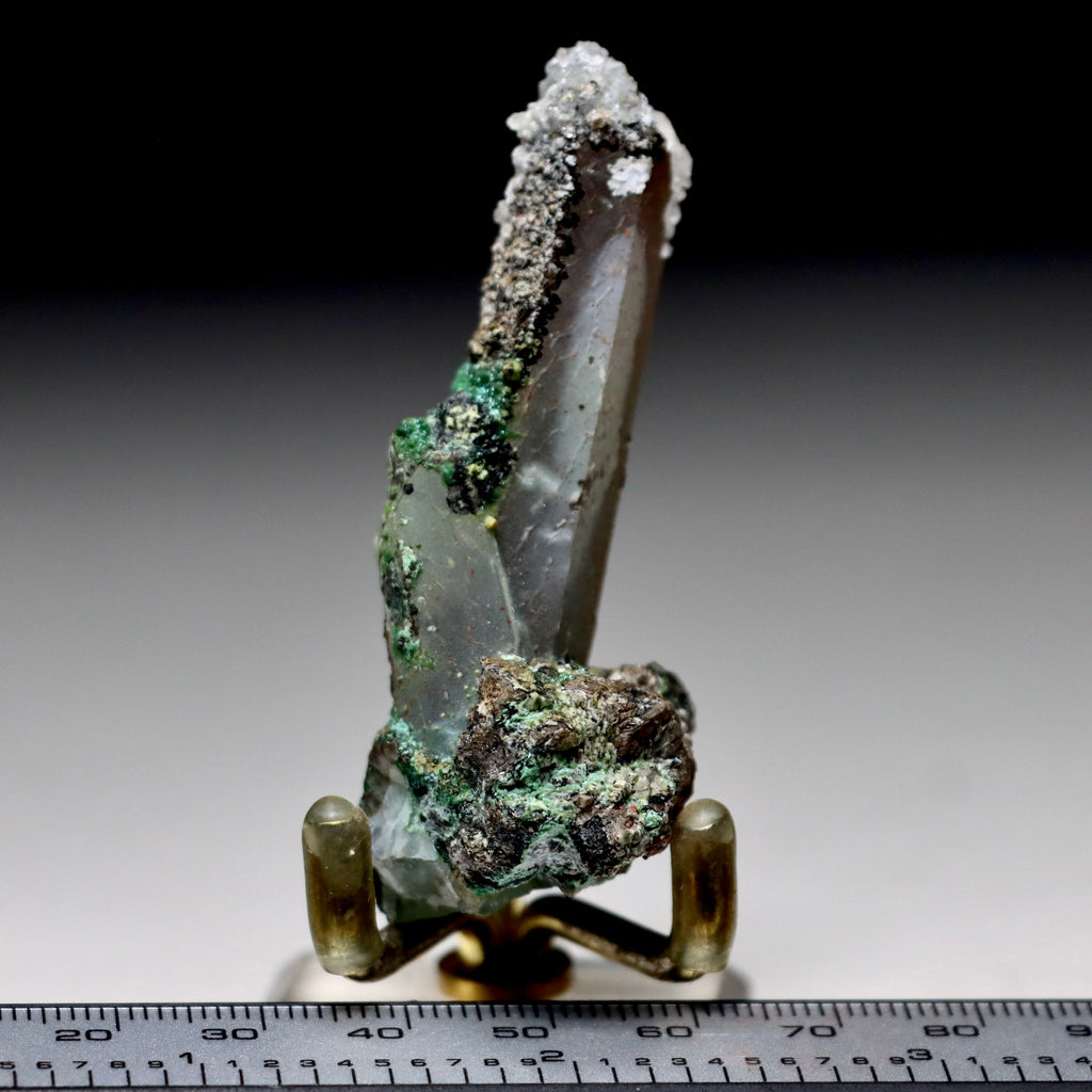 Chrysocolla on Quartz with Malachite & Calcite | Peru