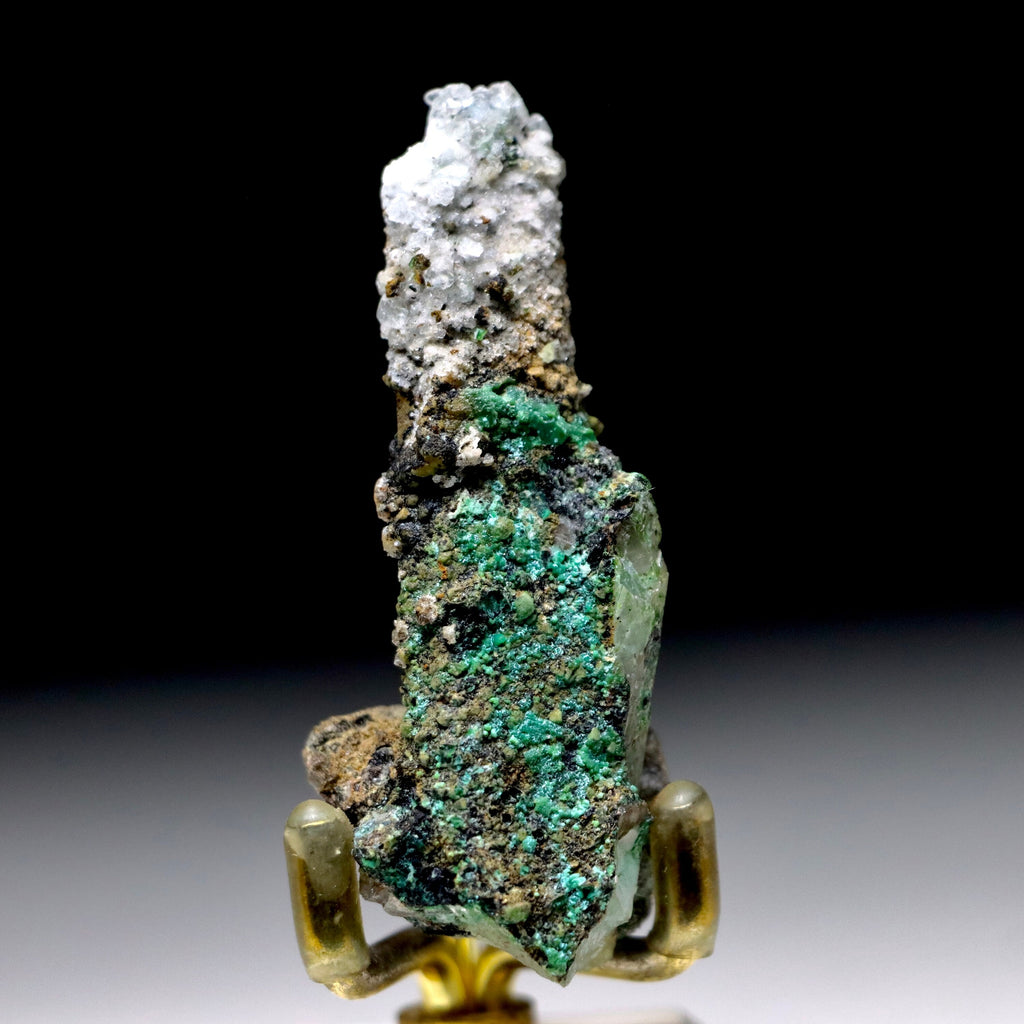 Chrysocolla on Quartz with Malachite & Calcite | Peru