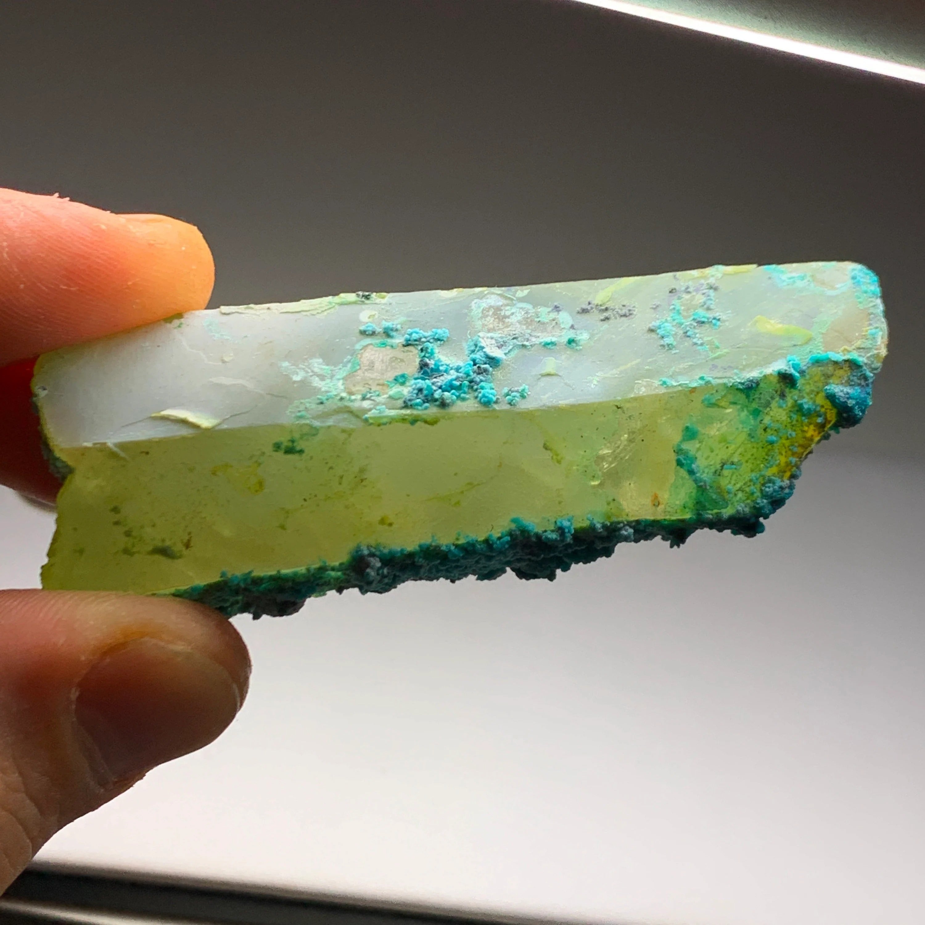 Chrysocolla on Quartz with Malachite | Natural Mineral Specimen