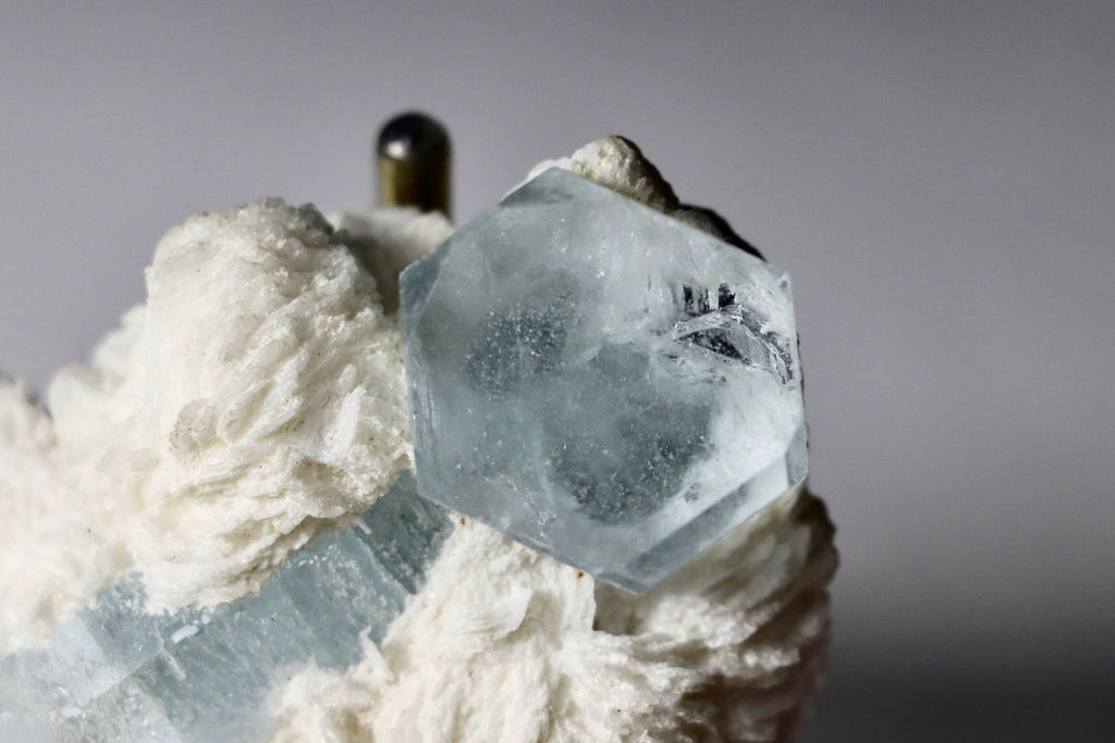 Aquamarine Crystal in Albite Rosettes | Natural Aquamarine Mineral Specimen from Shigar Valley, Pakistan