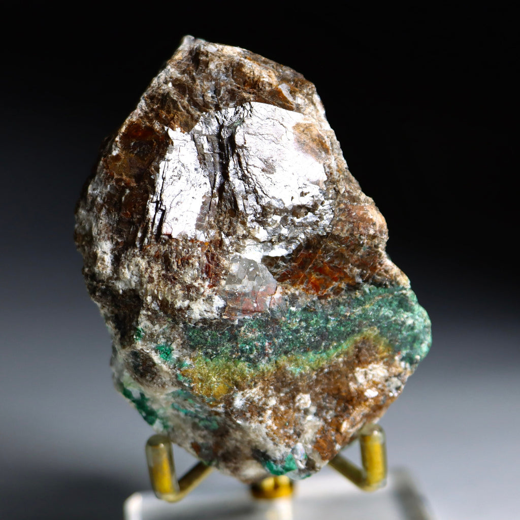 Malachite on Druzy Quartz on Chrysocolla | Fine Mineral Specimen