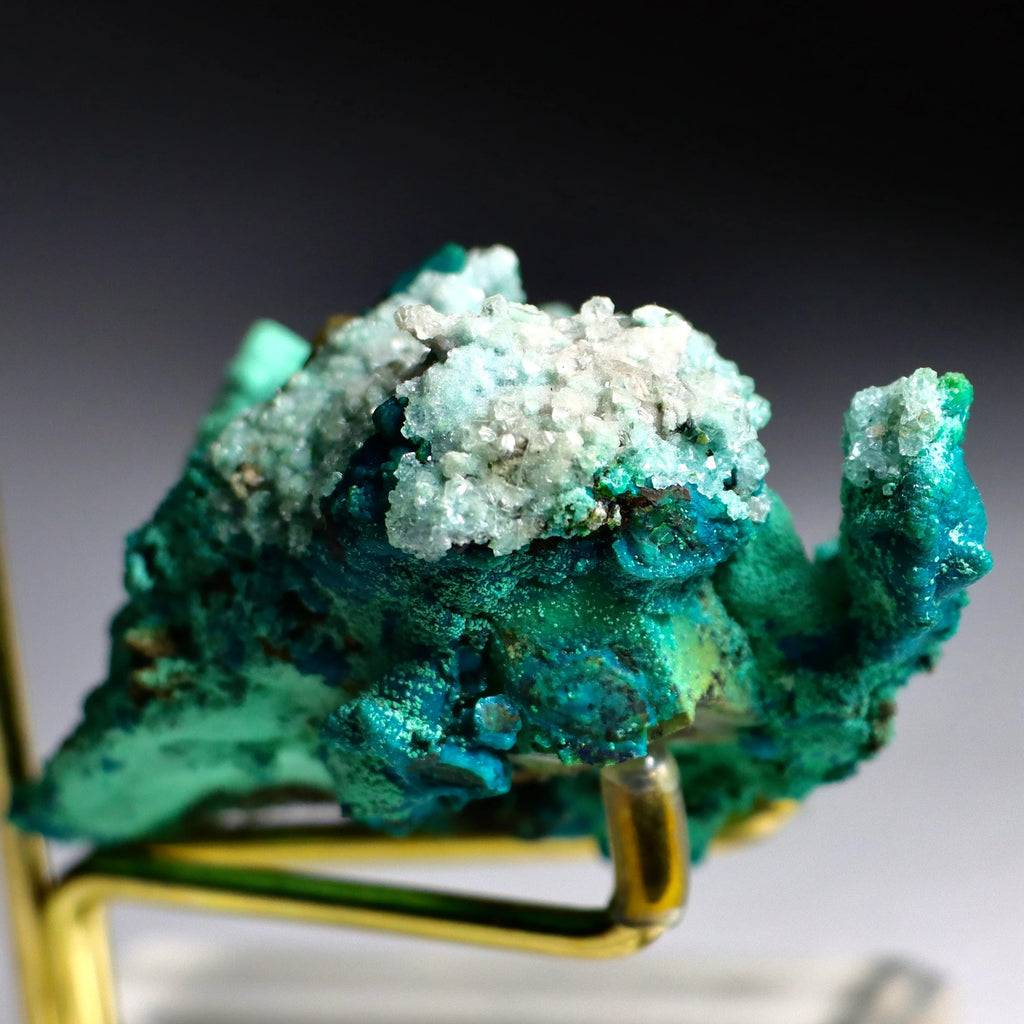Chrysocolla on Quartz with Malachite & Calcite Pseudomorphs