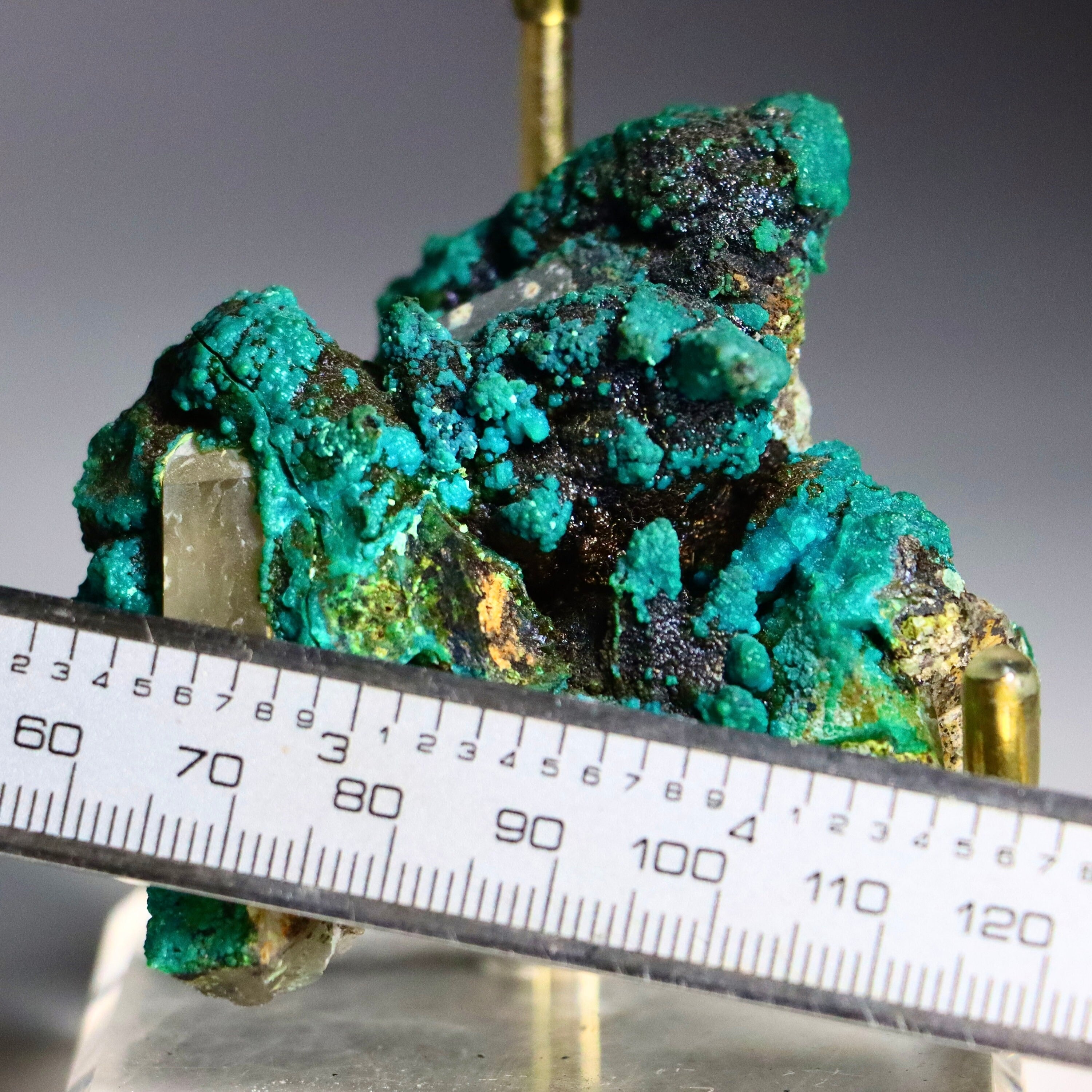 Chrysocolla on Quartz with Calcite Pseudomorphs | Peru