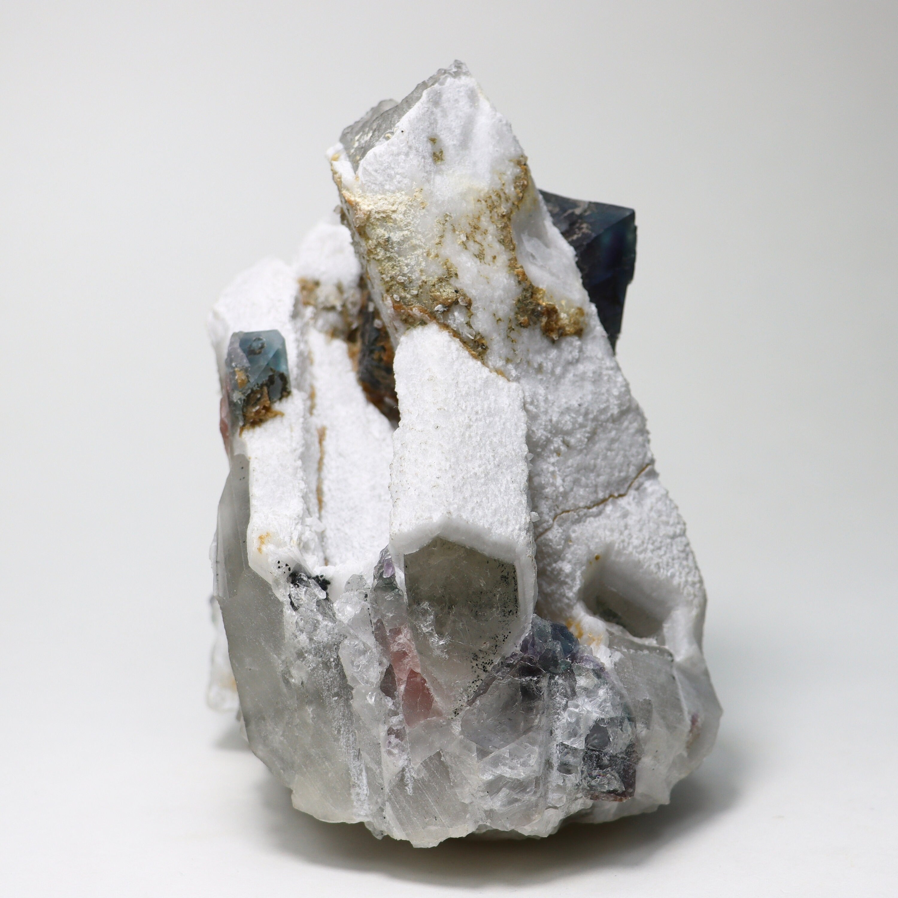Octahedral Fluorite on Quartz | Natural Fluorite Crystal Specimen from Huanggangliang Mine, Inner Mongolia