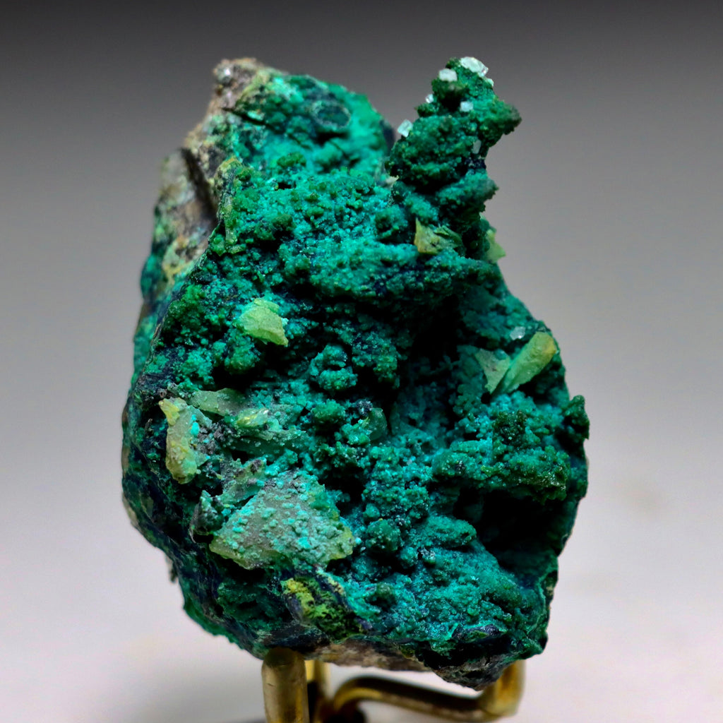 Chrysocolla after Calcite on Quartz with Malachite | Mineral Specimen