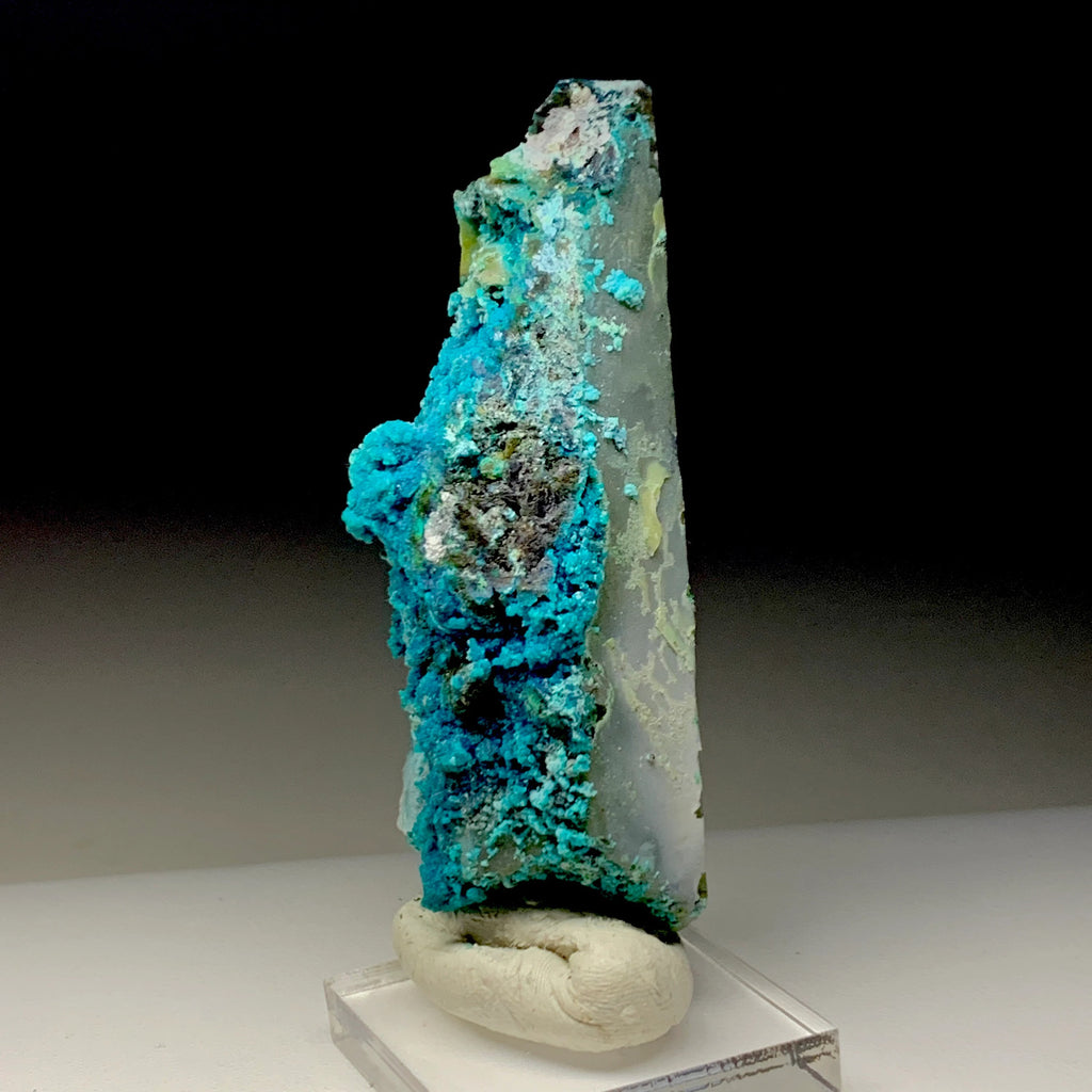 Chrysocolla on Quartz with Malachite | Natural Mineral Specimen