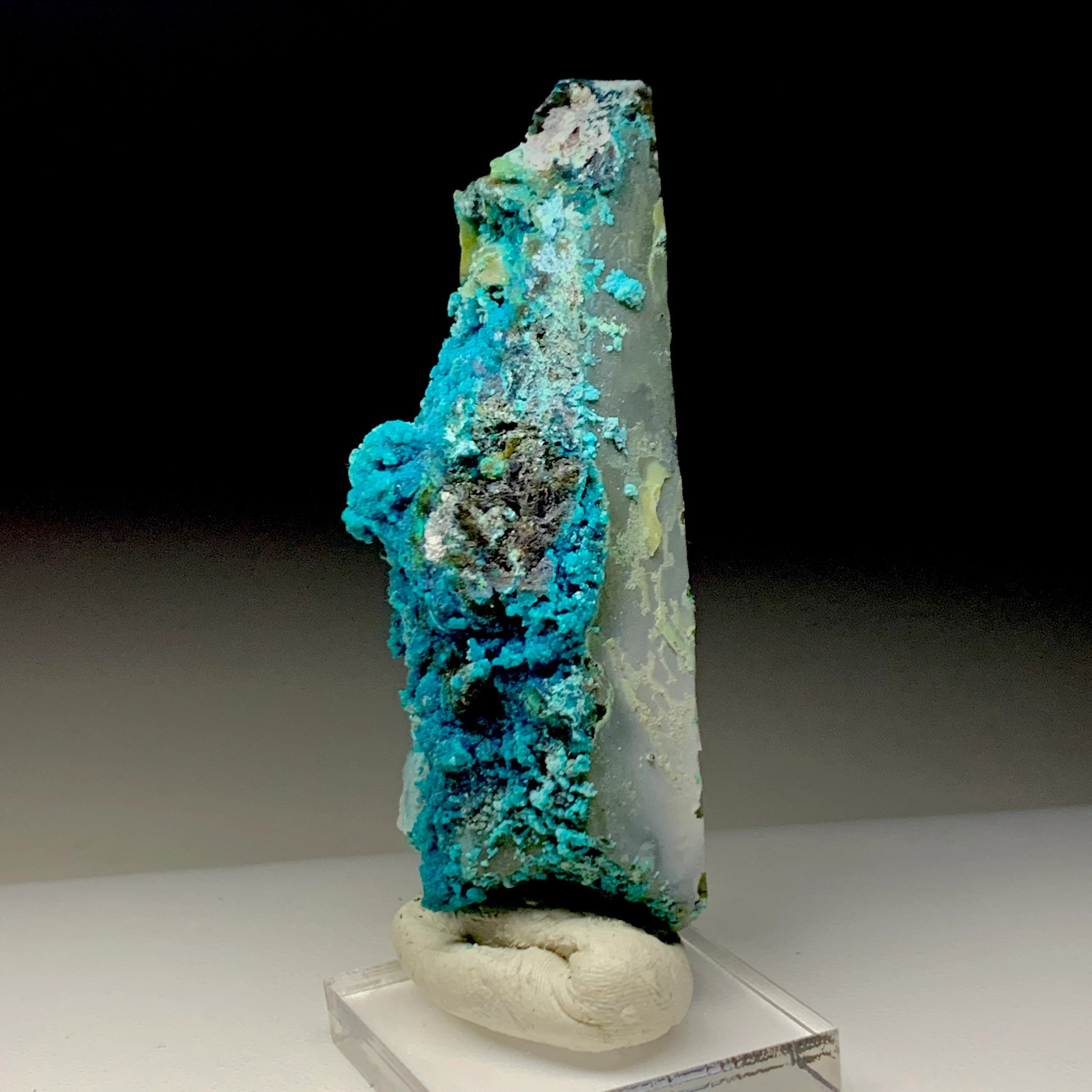 Chrysocolla on Quartz with Malachite | Natural Mineral Specimen