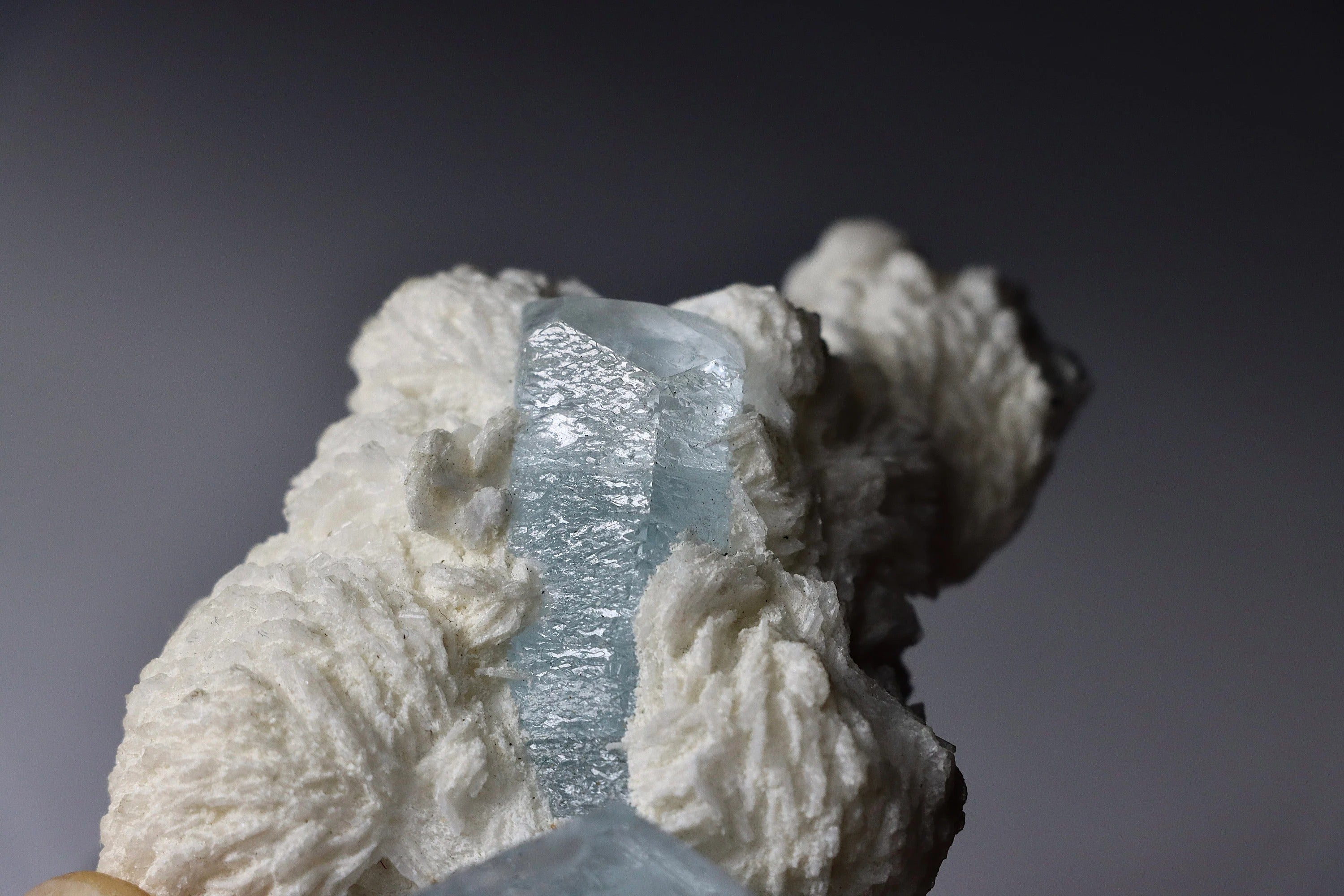 Aquamarine Crystal in Albite Rosettes | Natural Aquamarine Mineral Specimen from Shigar Valley, Pakistan