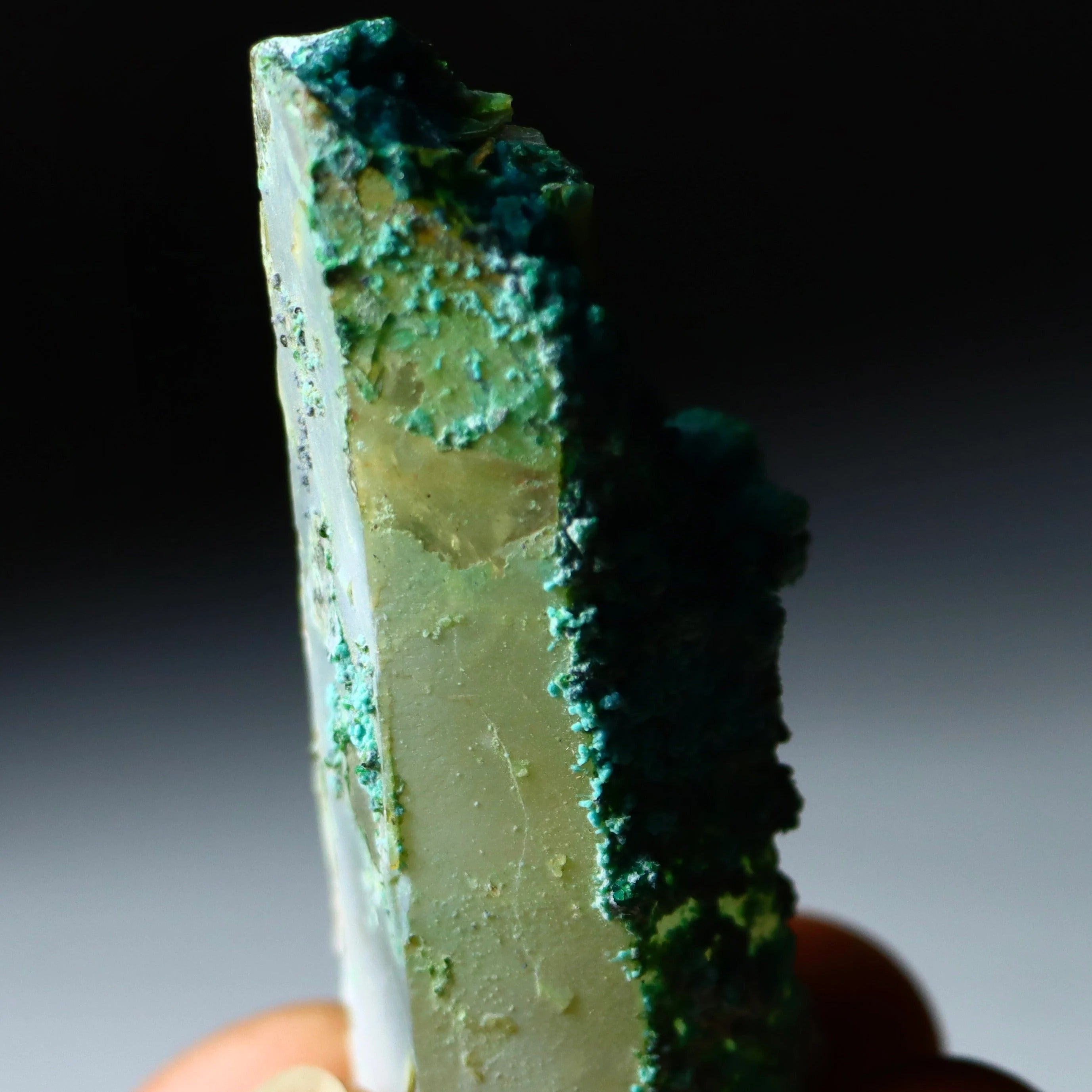 Chrysocolla on Quartz with Malachite | Natural Mineral Specimen