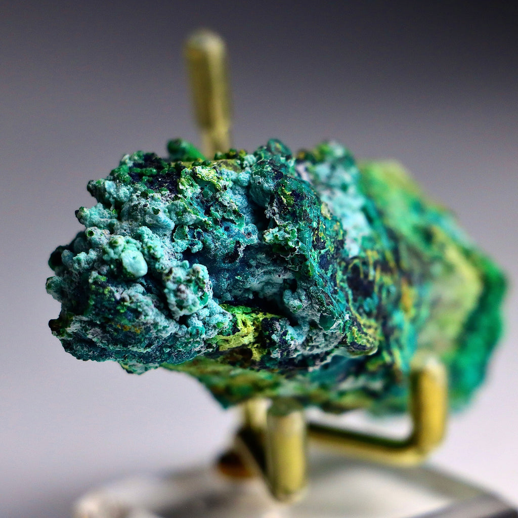 Chrysocolla on Quartz with Malachite | Natural Mineral Specimen