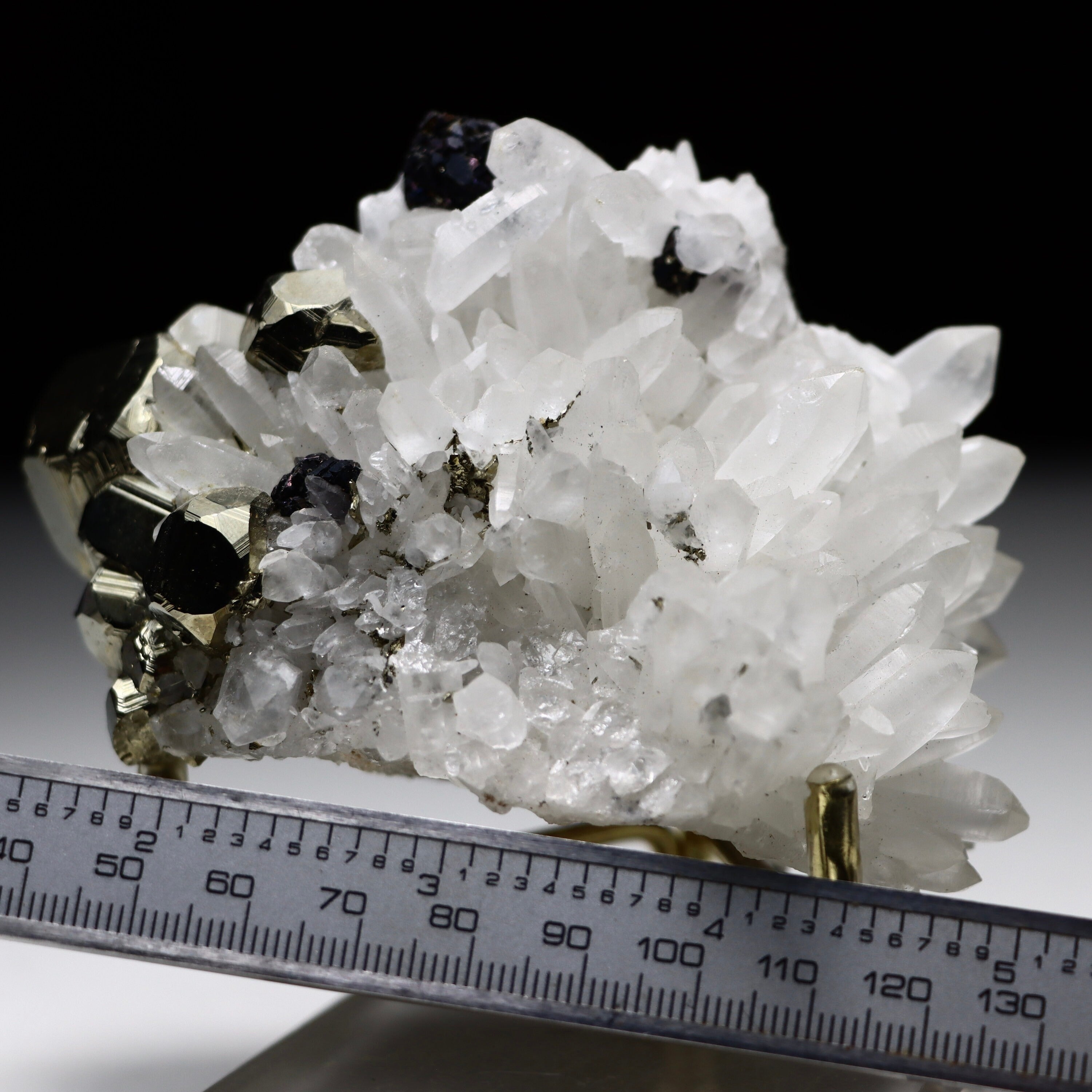 Peruvian Pyrite on Quartz with Sphalerite | Mineral Specimen