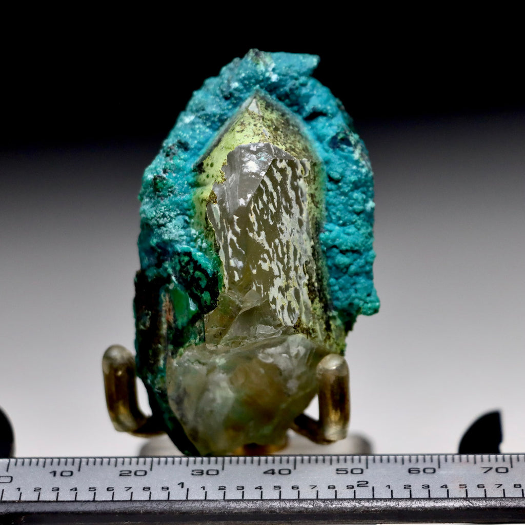 Chrysocolla after Calcite w/ Chrysocolla on Quartz w/ Malachite