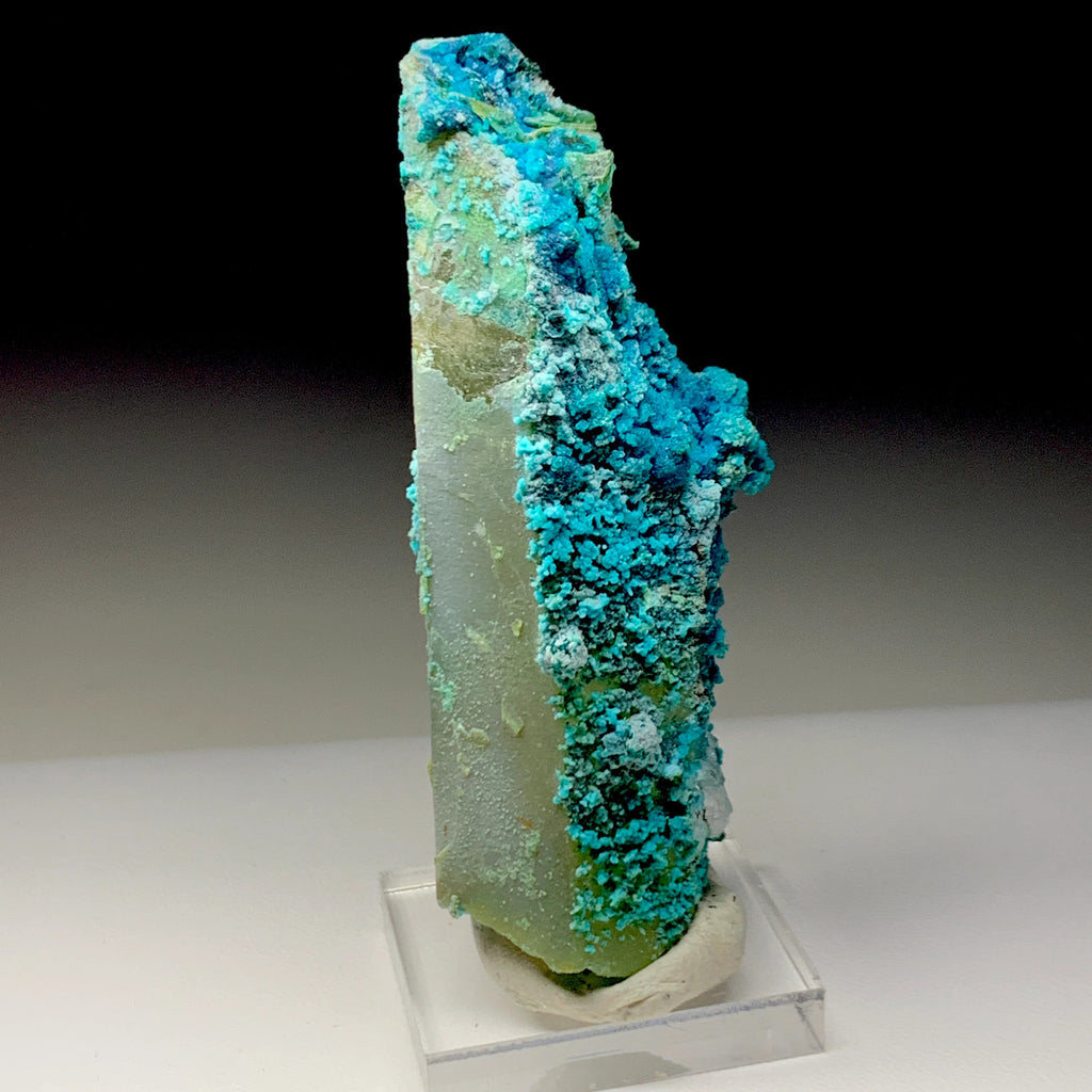 Chrysocolla on Quartz with Malachite | Natural Mineral Specimen
