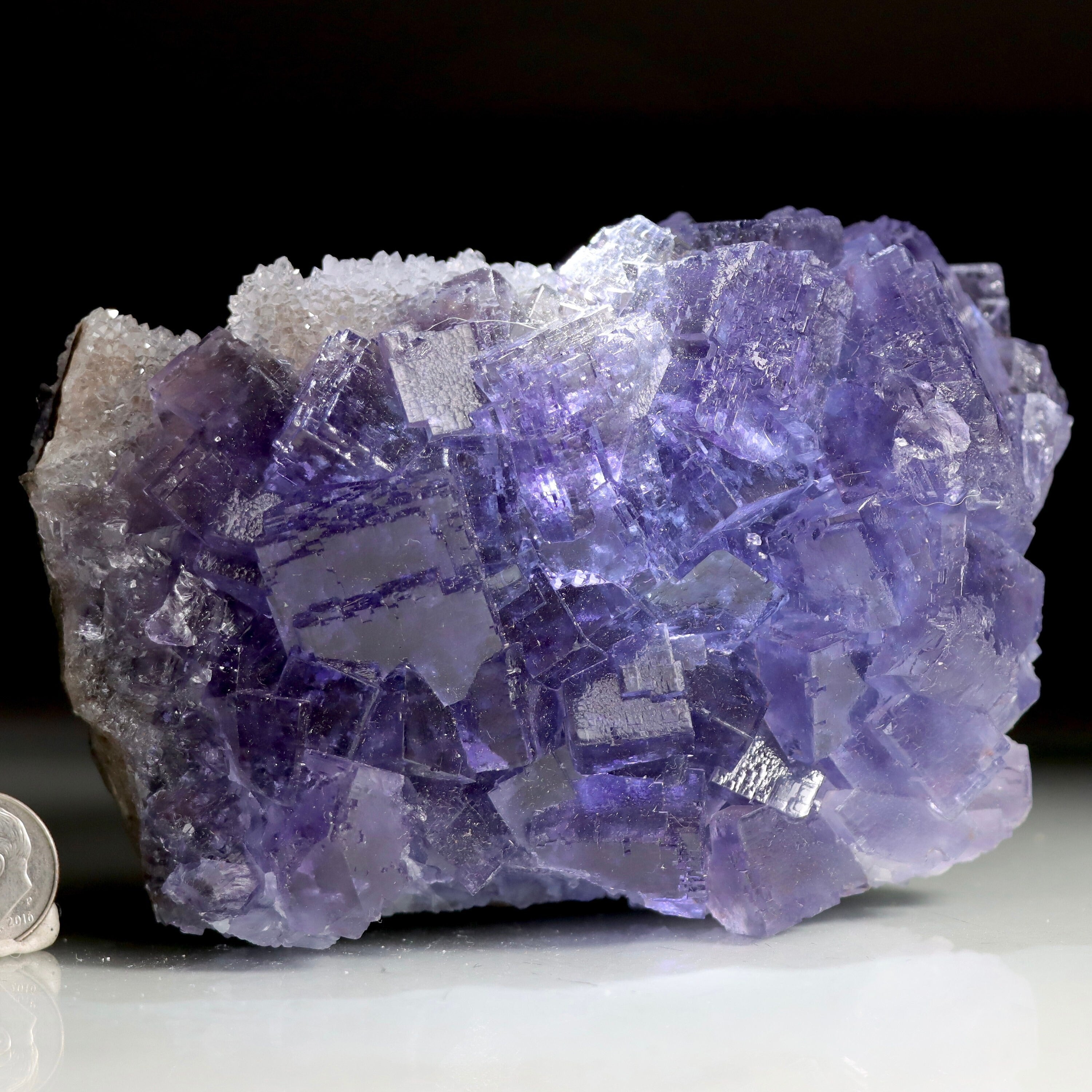 Fluorite with Druzy Quartz | Natural Fluorite Crystal from La Viesca Mine, Spain