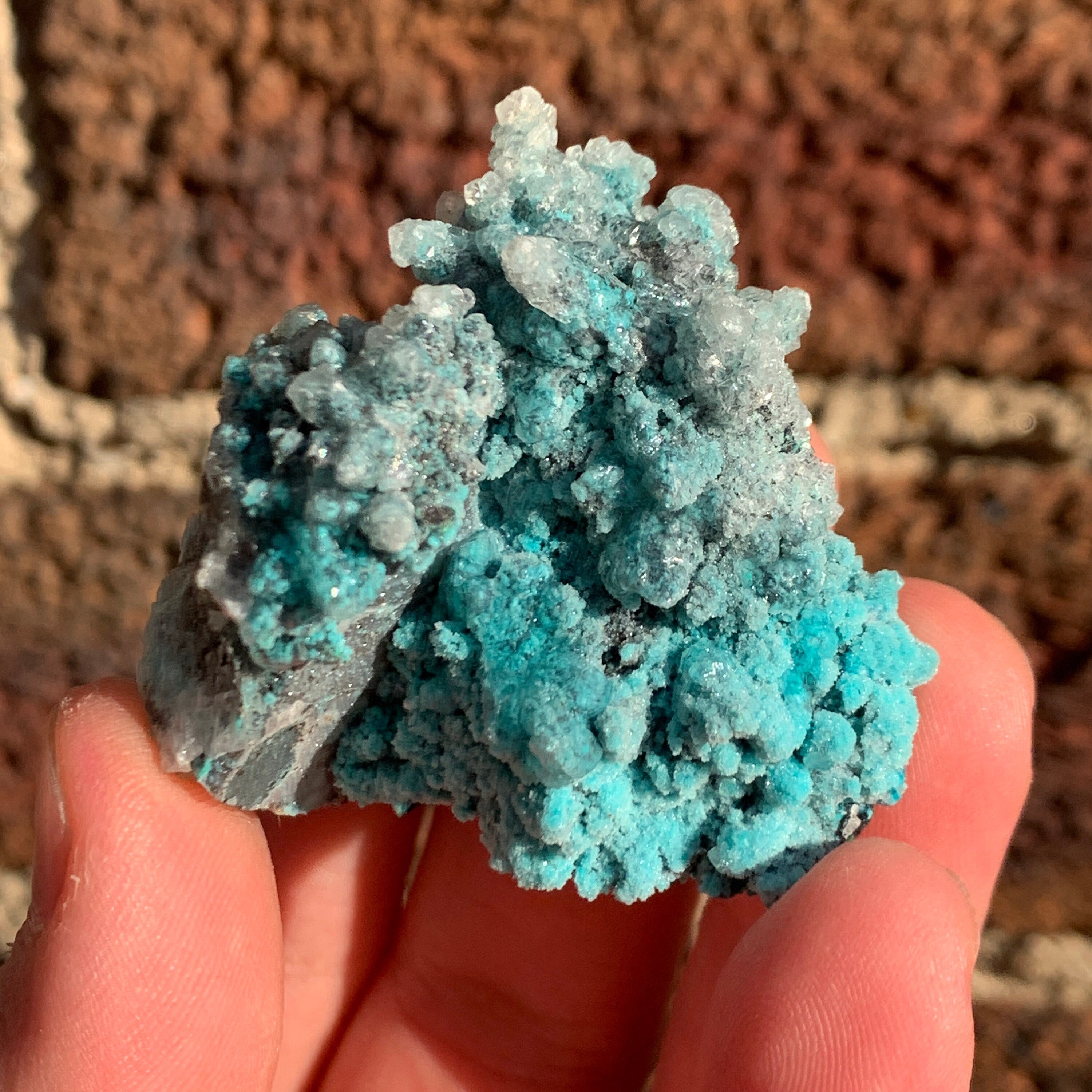 Chrysocolla & Calcite on Quartz