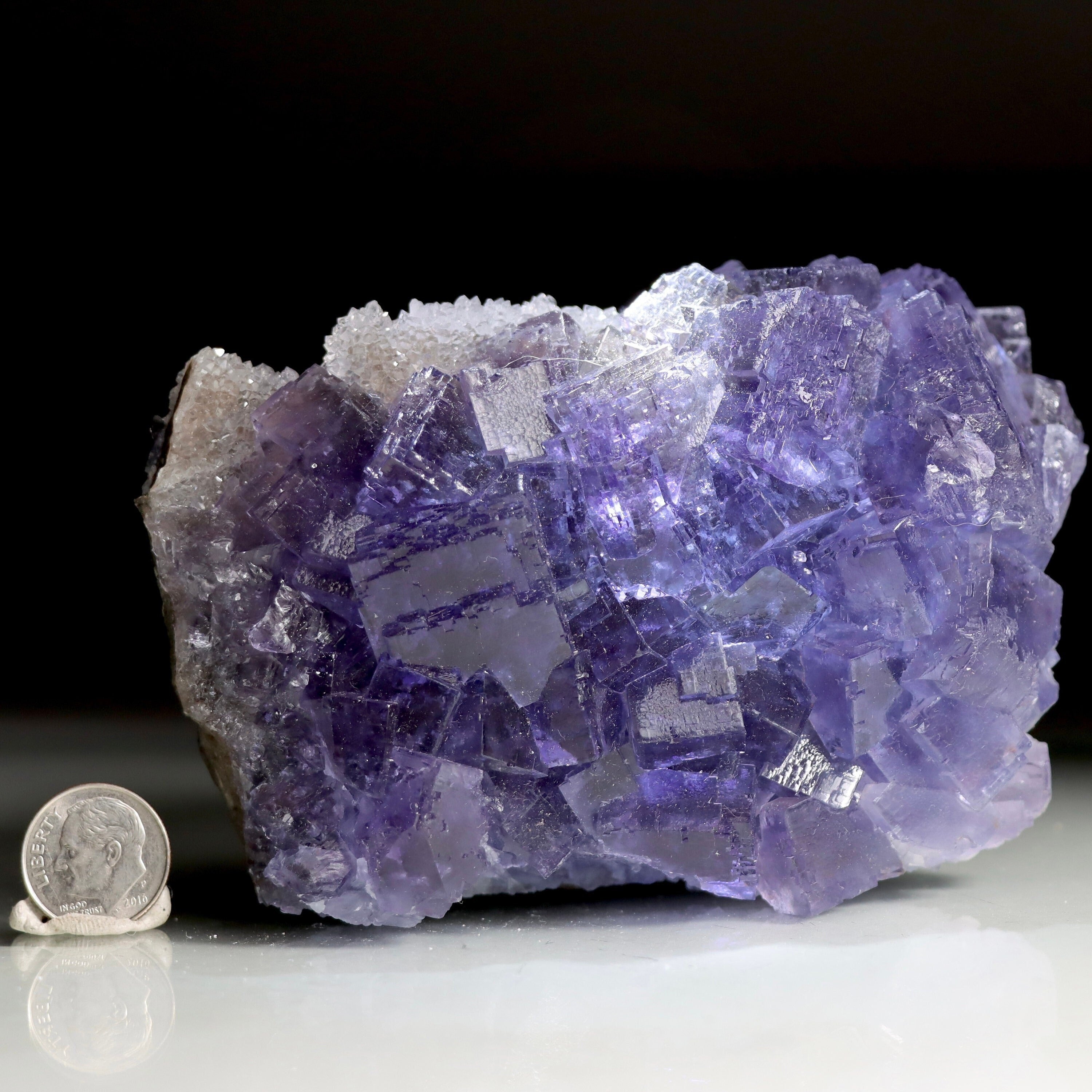Fluorite with Druzy Quartz | Natural Fluorite Crystal from La Viesca Mine, Spain