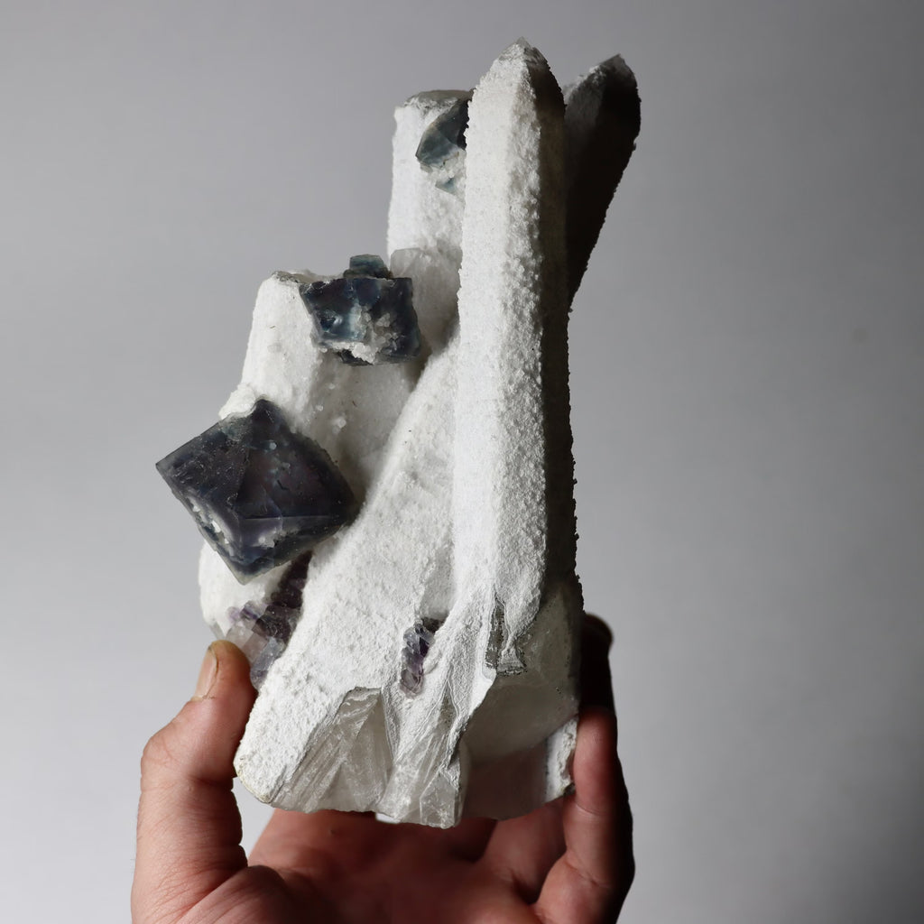 Octahedral Fluorite on Quartz | Natural Fluorite Crystal Specimen from Huanggangliang Mine, Inner Mongolia