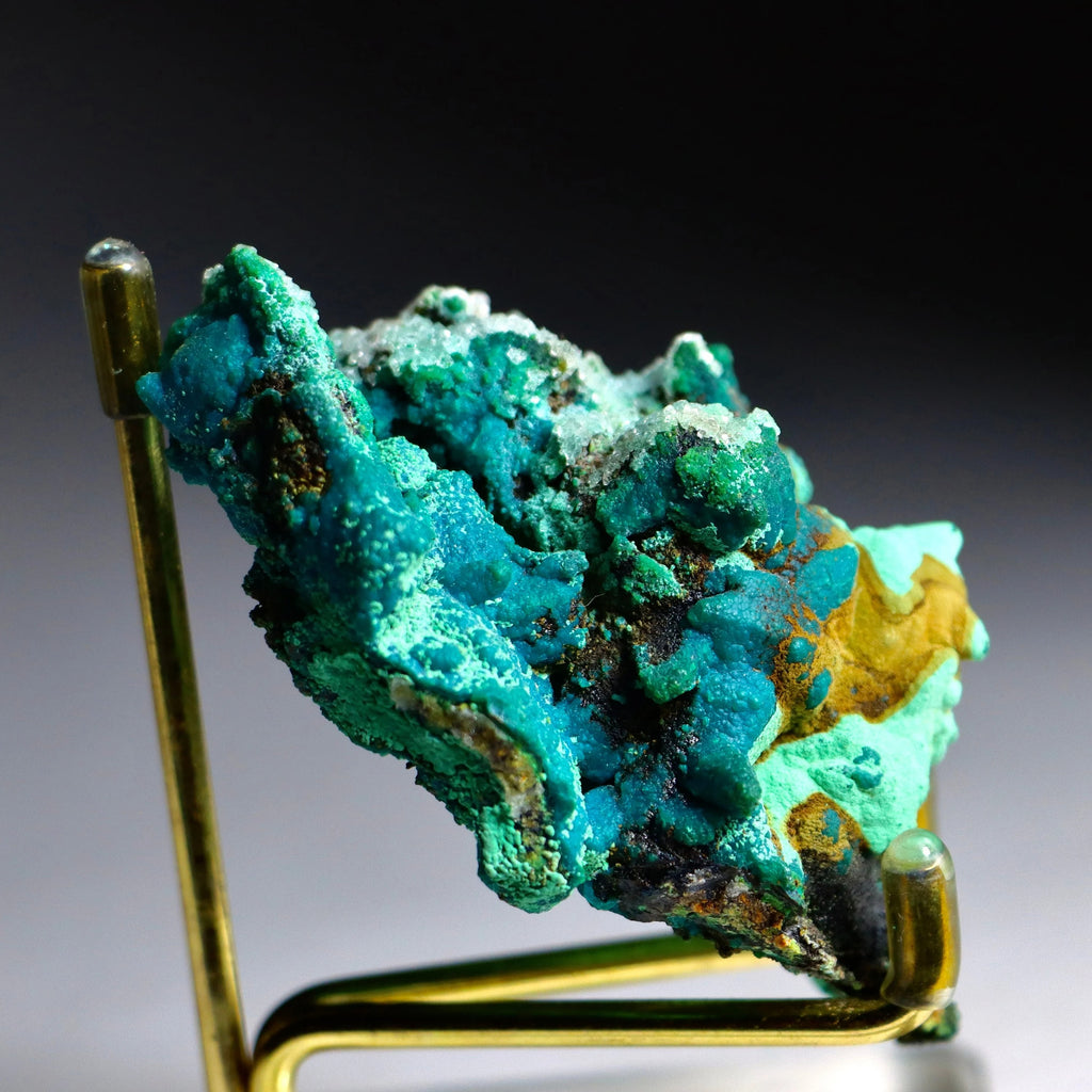 Chrysocolla on Quartz with Malachite & Calcite Pseudomorphs