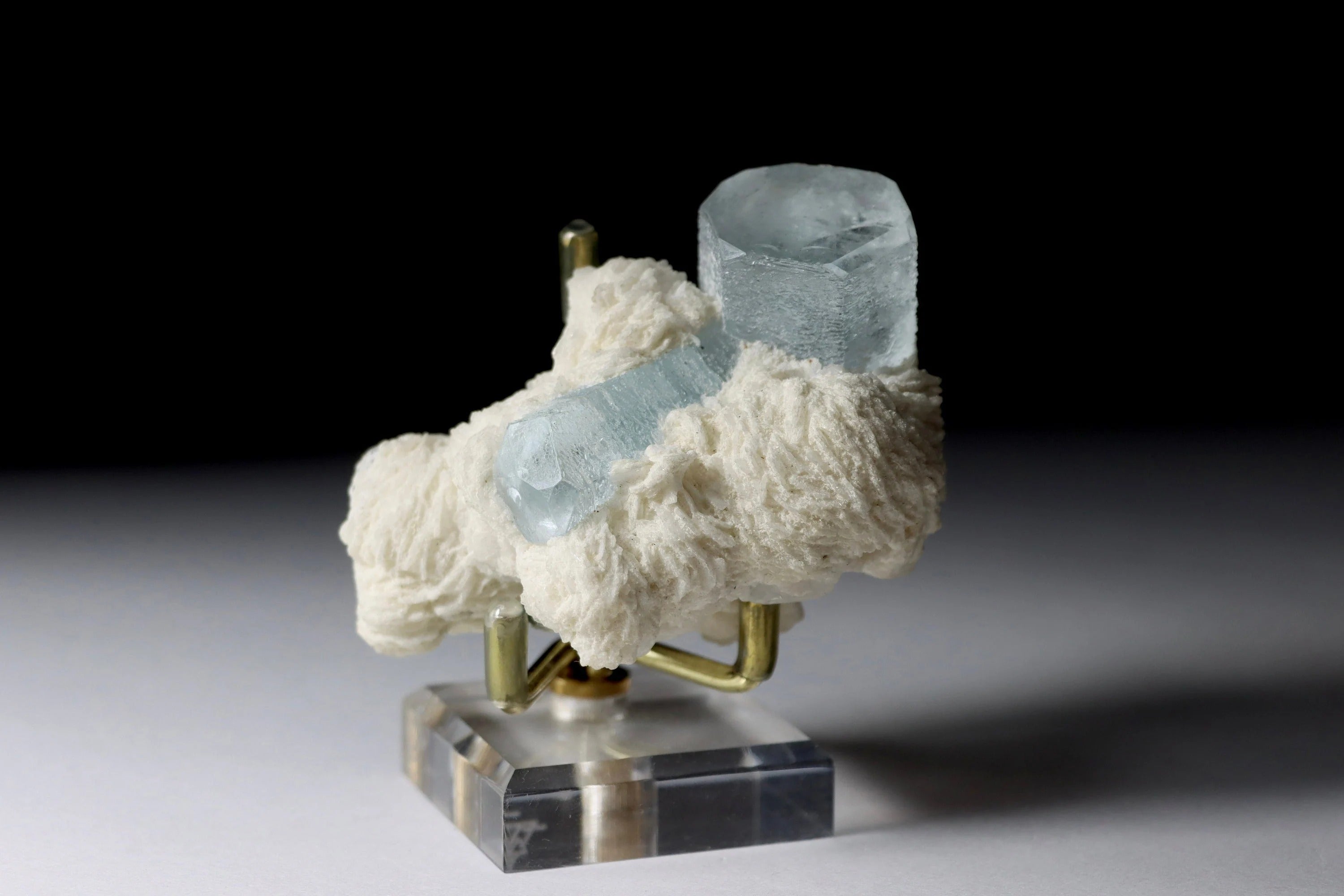 Aquamarine Crystal in Albite Rosettes | Natural Aquamarine Mineral Specimen from Shigar Valley, Pakistan