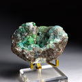Malachite on Druzy Quartz on Chrysocolla | Fine Mineral Specimen