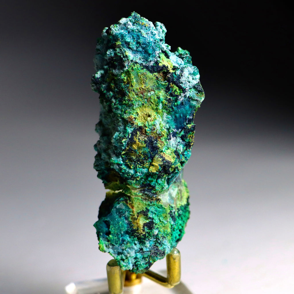 Chrysocolla on Quartz with Malachite | Natural Mineral Specimen