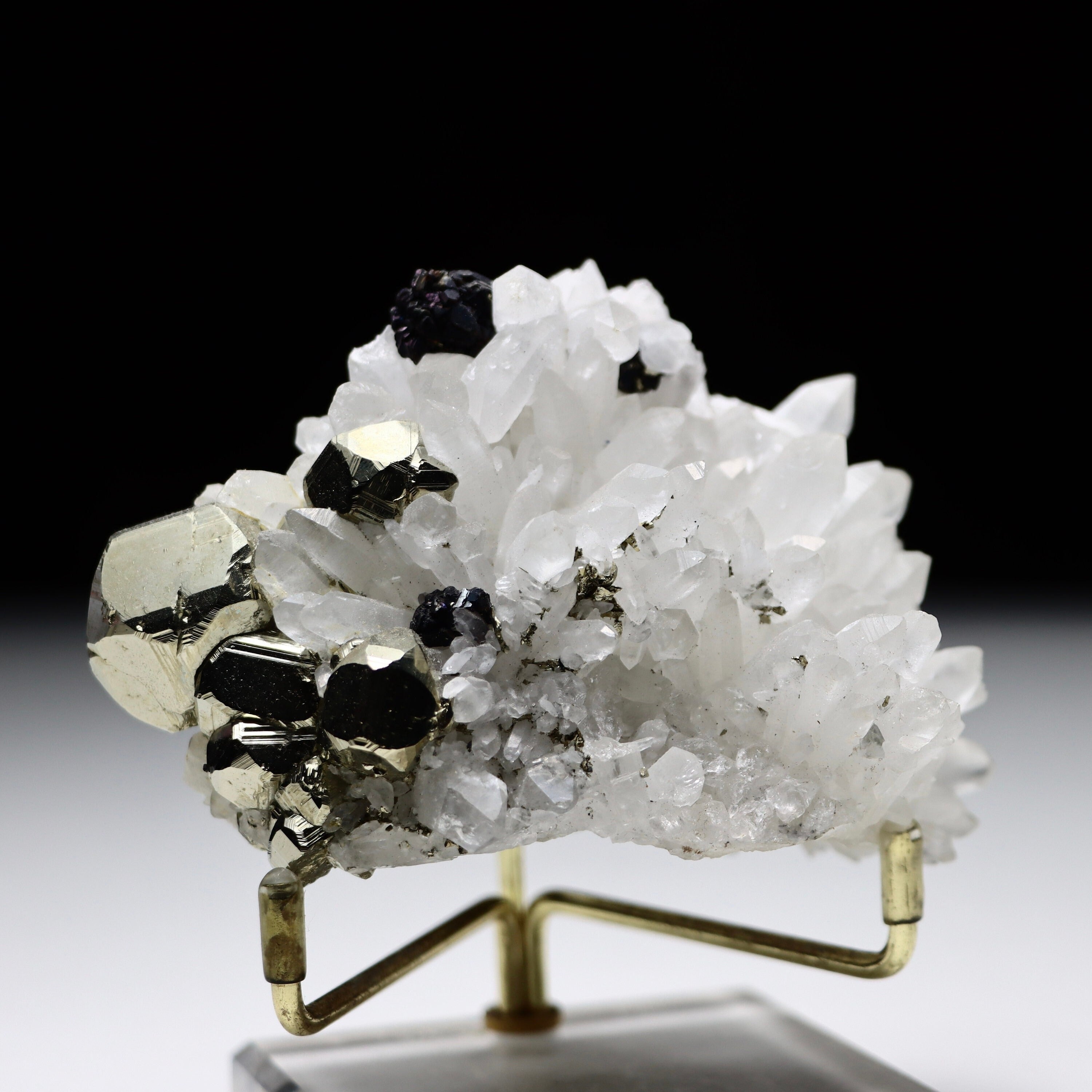 Peruvian Pyrite on Quartz with Sphalerite | Mineral Specimen