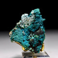 Chrysocolla after Calcite on Quartz with Malachite | Mineral Specimen