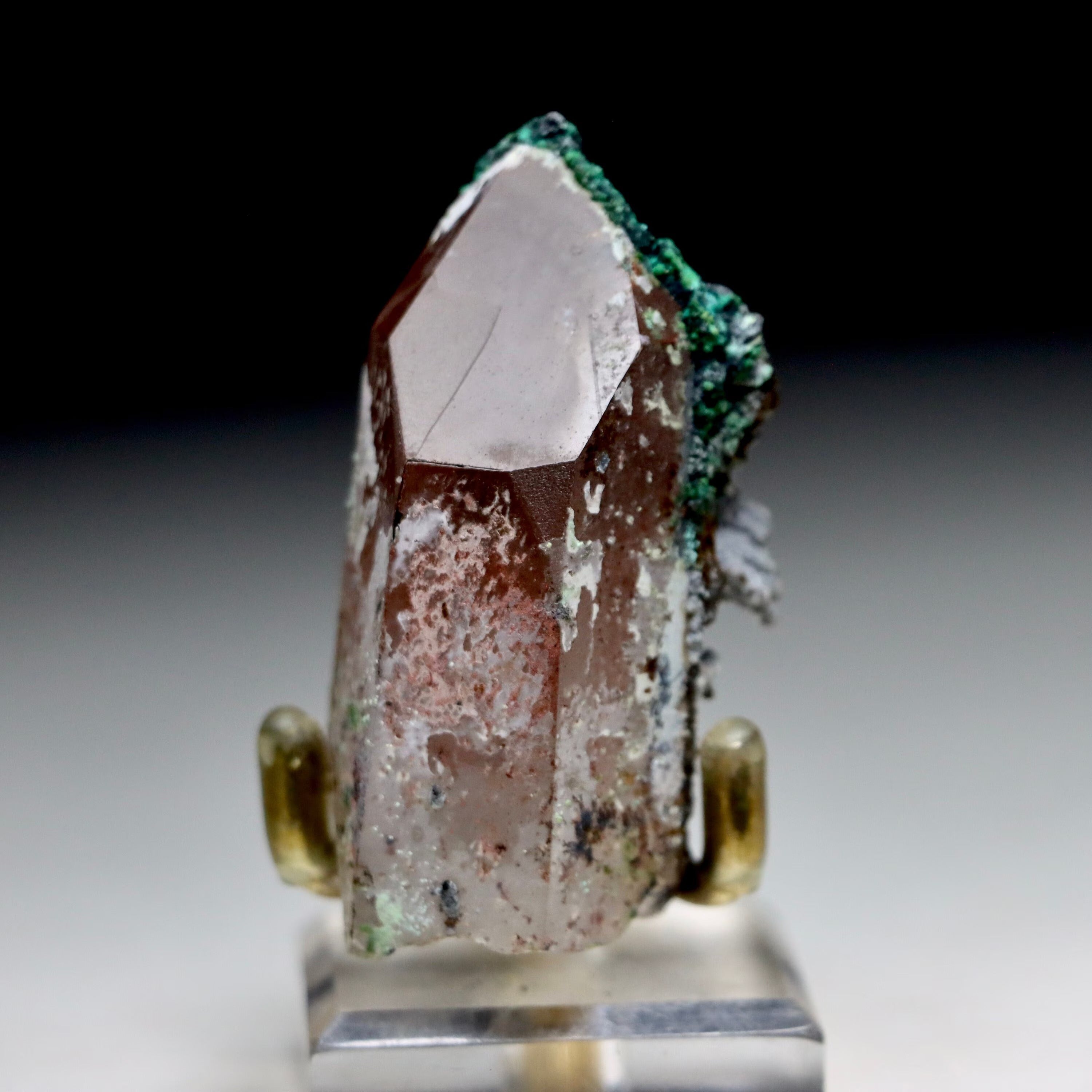 Chrysocolla on Quartz w/ Hematite Malachite & Calcite