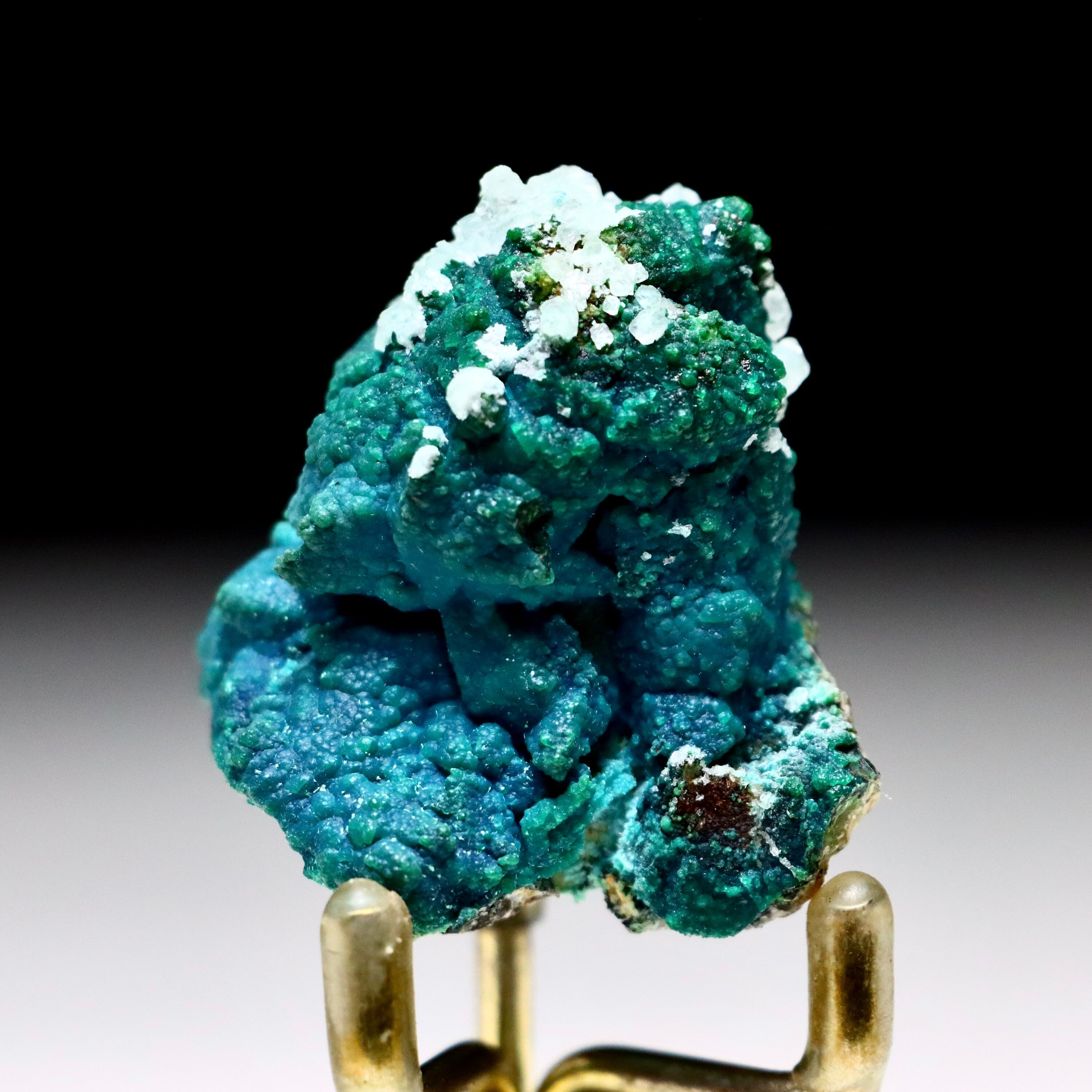 Chrysocolla after Calcite w/ Chrysocolla on Quartz