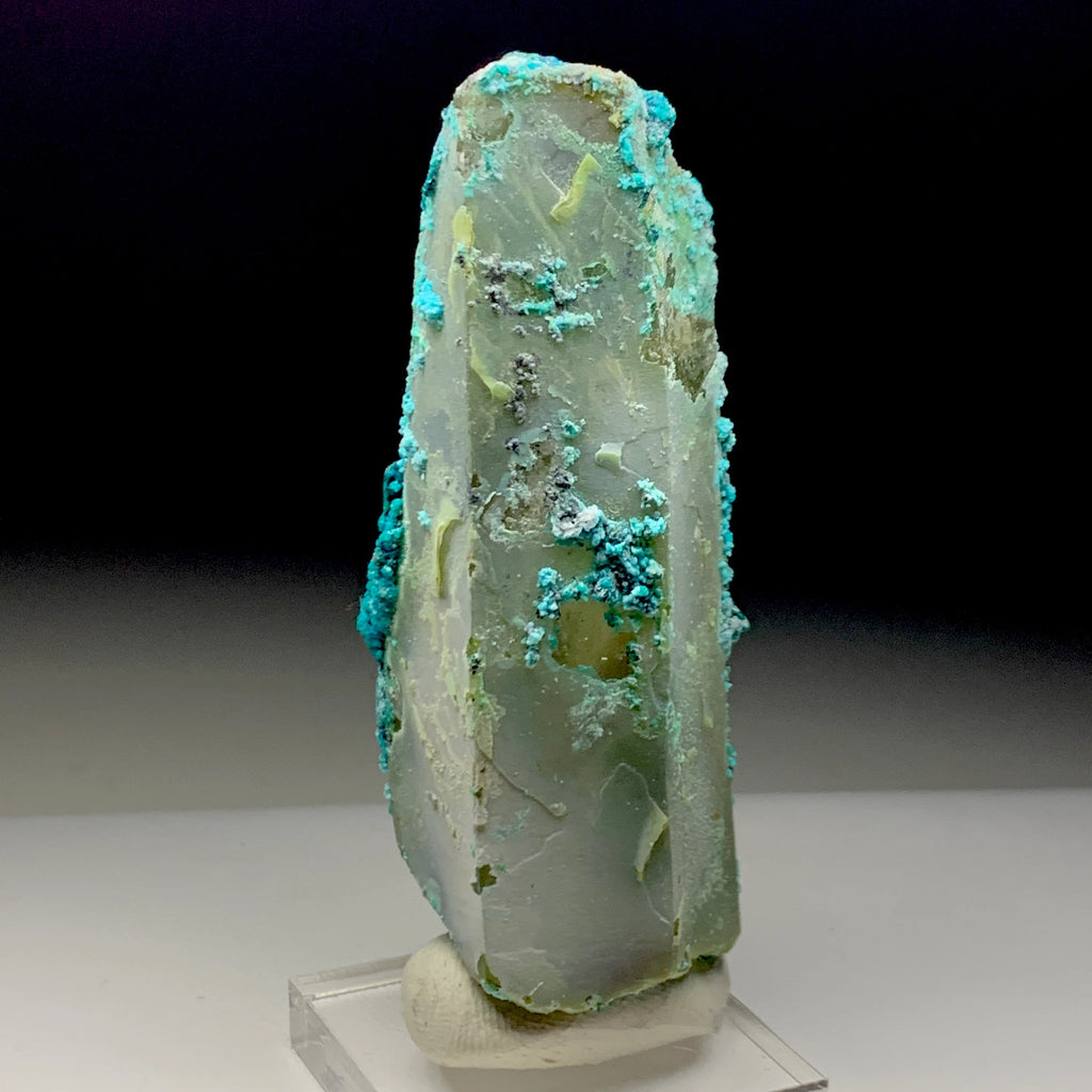 Chrysocolla on Quartz with Malachite | Natural Mineral Specimen