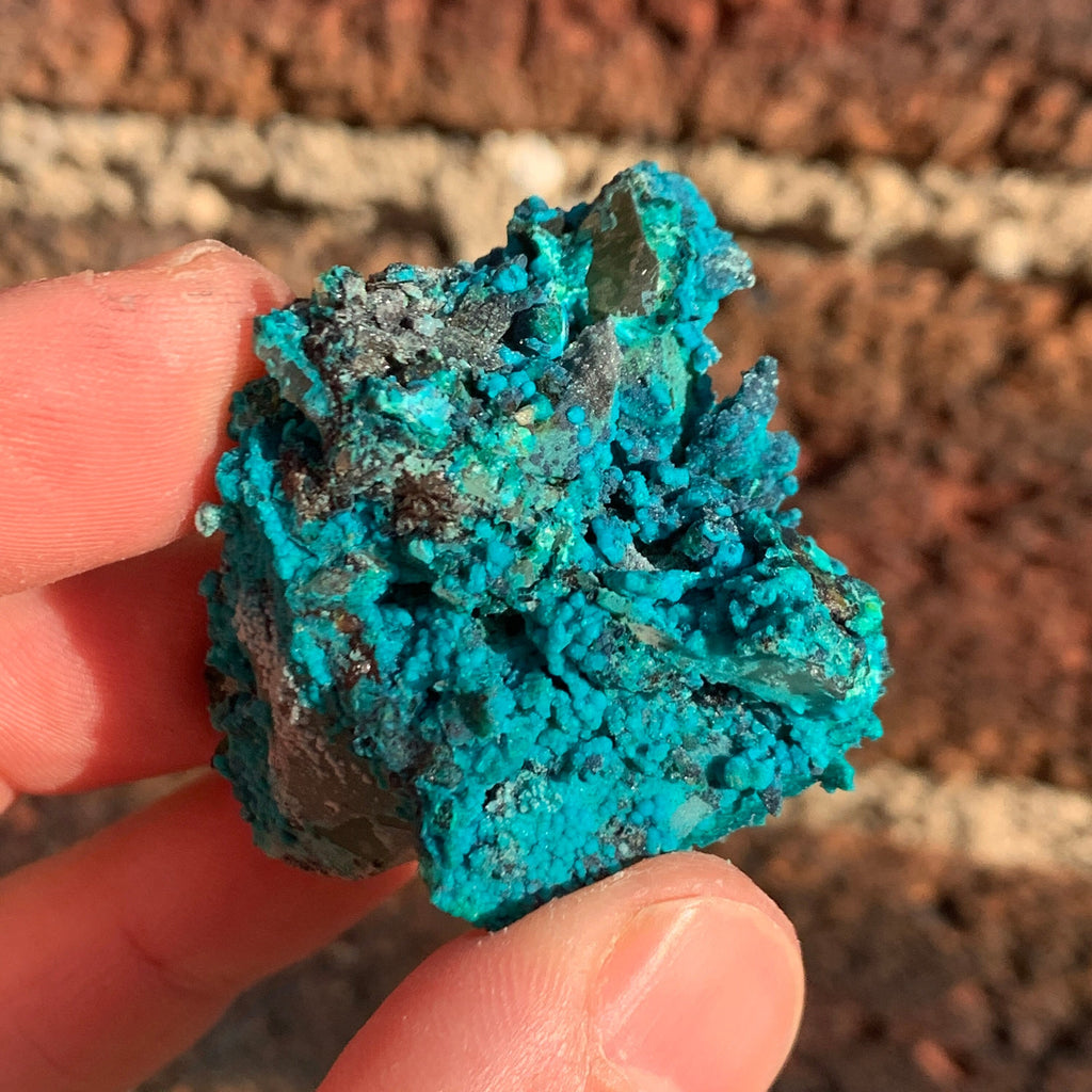 Chrysocolla on Quartz with Malachite | Natural Mineral Specimen