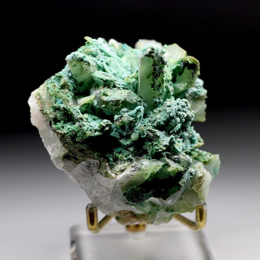Large Chrysocolla on Quartz with Malachite | Peru