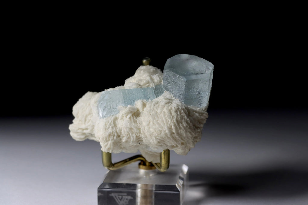 Aquamarine Crystal in Albite Rosettes | Natural Aquamarine Mineral Specimen from Shigar Valley, Pakistan