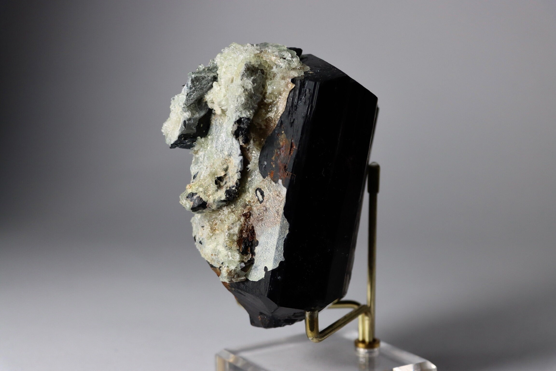 Erongo Schorl Black Tourmaline with Hyalite Opal | UV Reactive Mineral Specimen