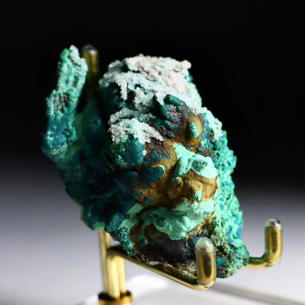 Chrysocolla on Quartz with Malachite & Calcite Pseudomorphs