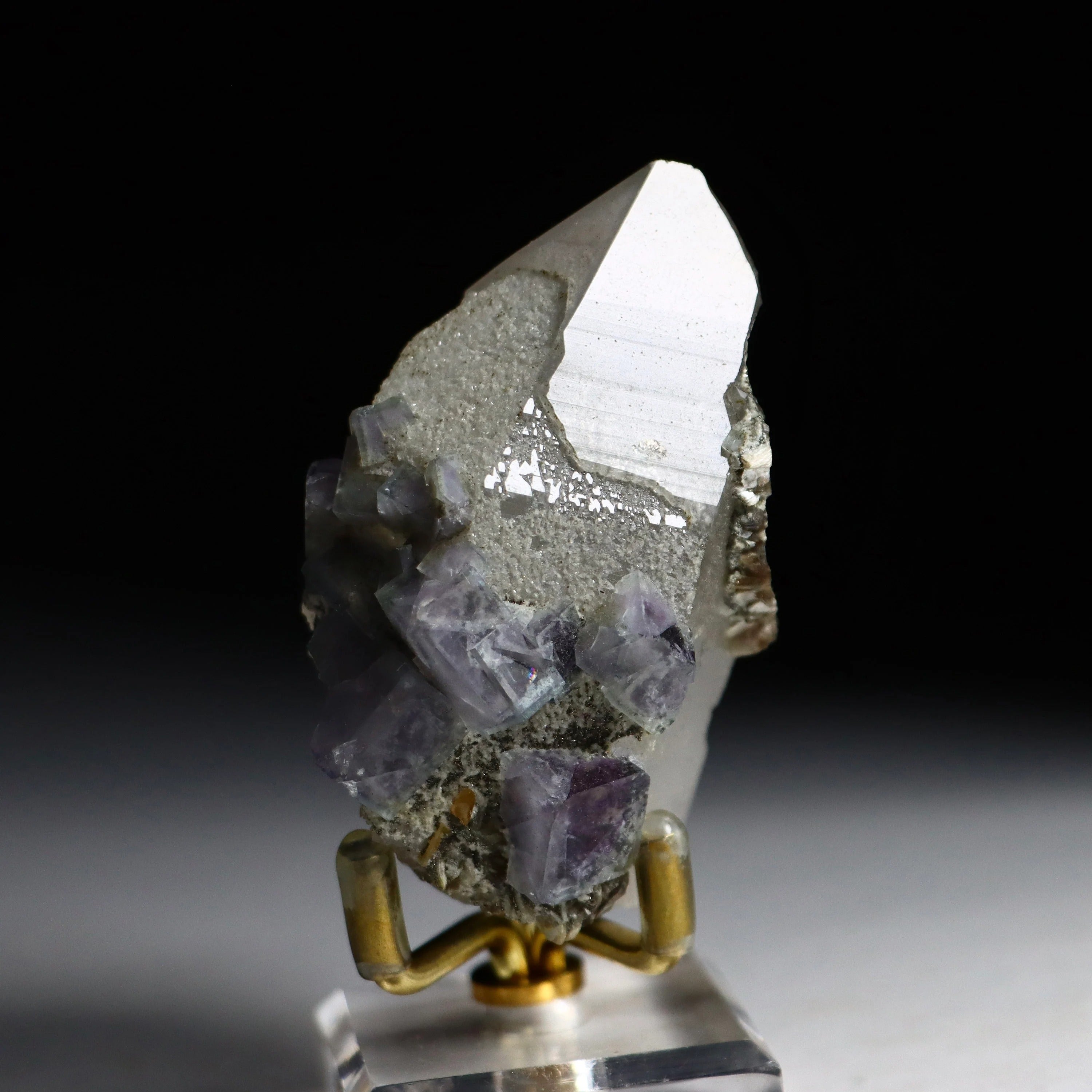 Fluorite on Quartz | Natural Fluorite Crystal on Matrix