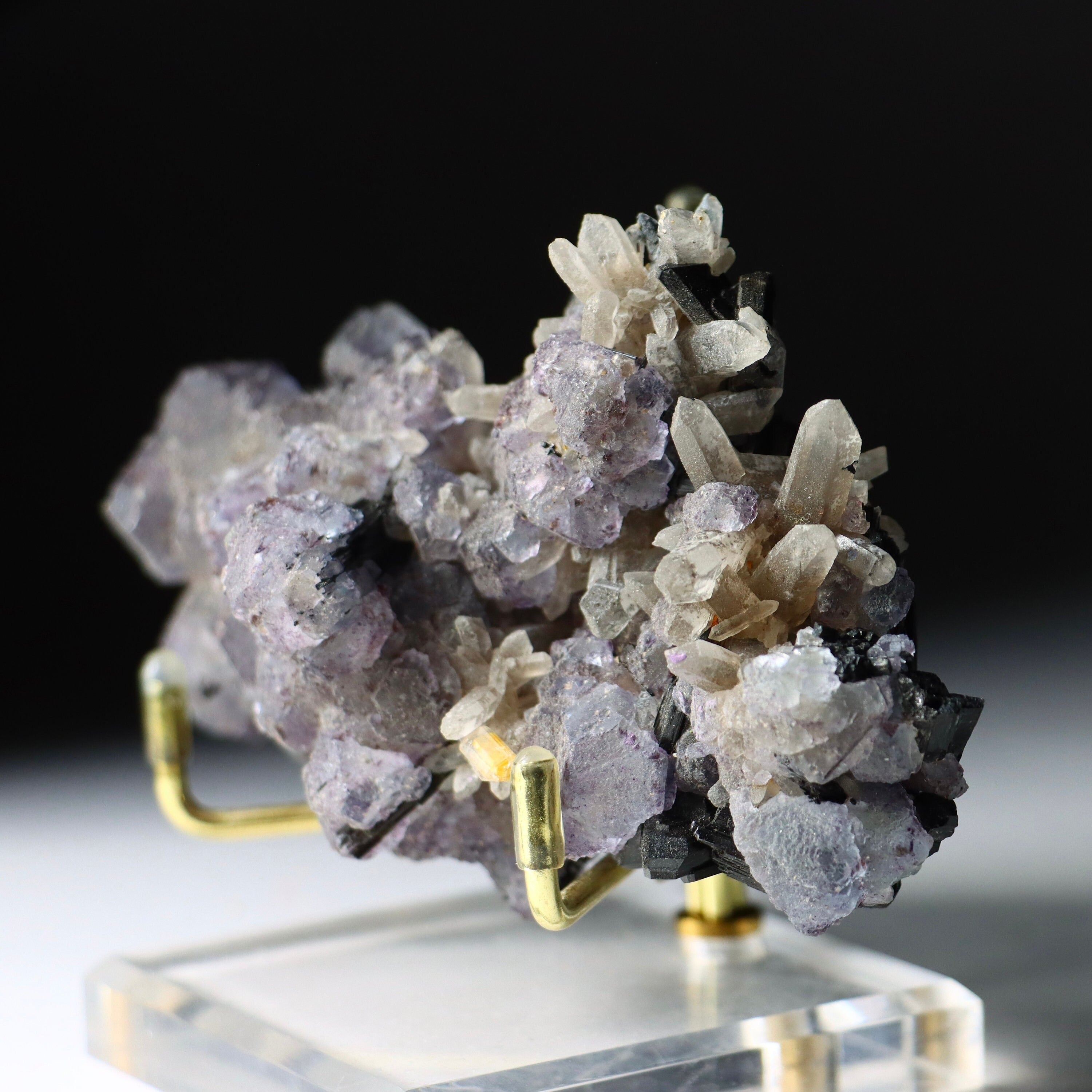 Erongo Fluorite with Goshenite, Quartz & Schorl | Natural Multi-Mineral Specimen from Erongo Mountains, Namibia