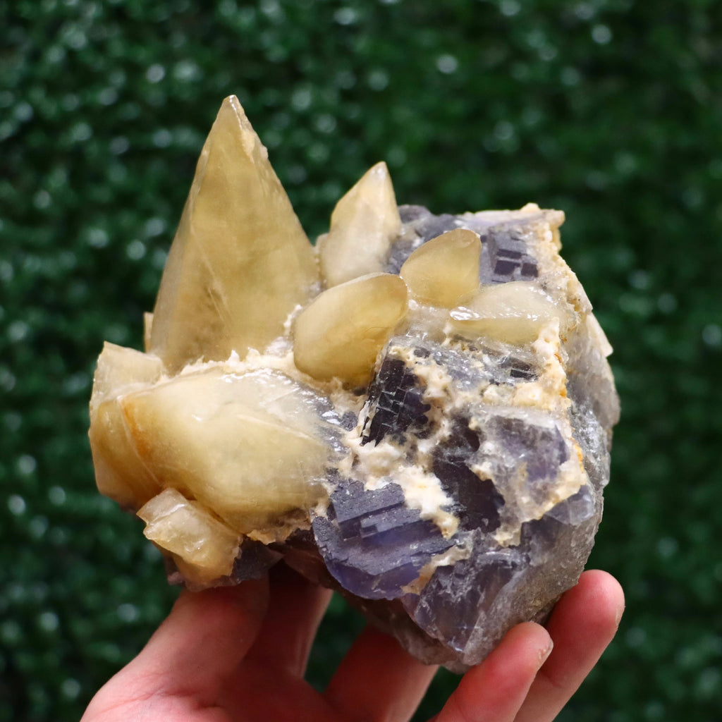 Calcite with Fluorite | Natural Fluorite Crystal Fluorite Gemstone Raw Fluorite Mineral Specimen