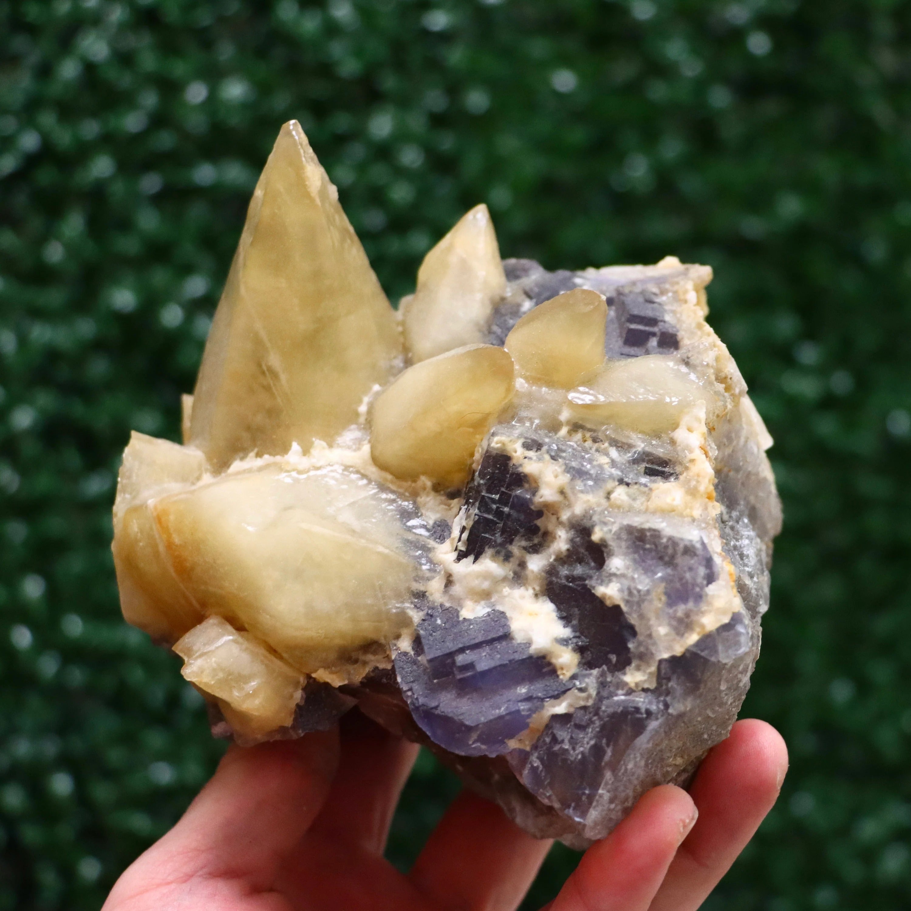 Calcite with Fluorite | Natural Fluorite Crystal Fluorite Gemstone Raw Fluorite Mineral Specimen